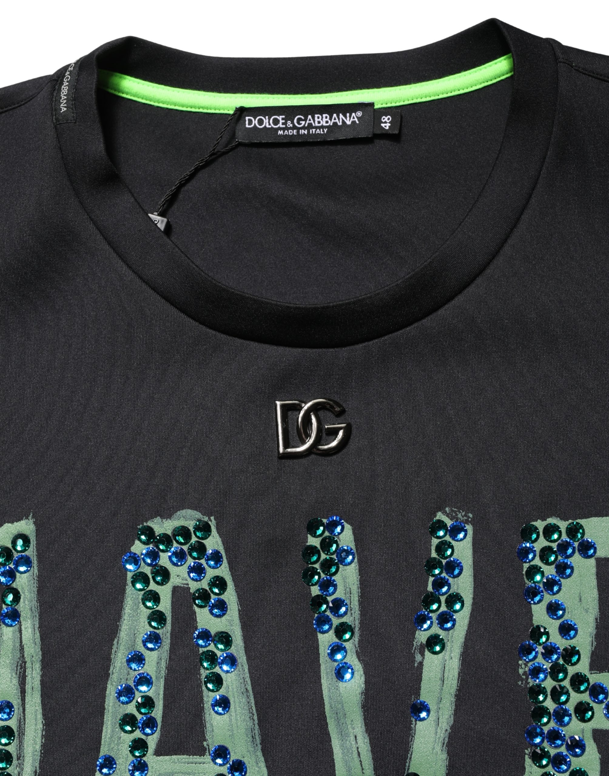 Dolce & Gabbana Black Have Fun Embellished Crew Neck T-shirt - Image 7