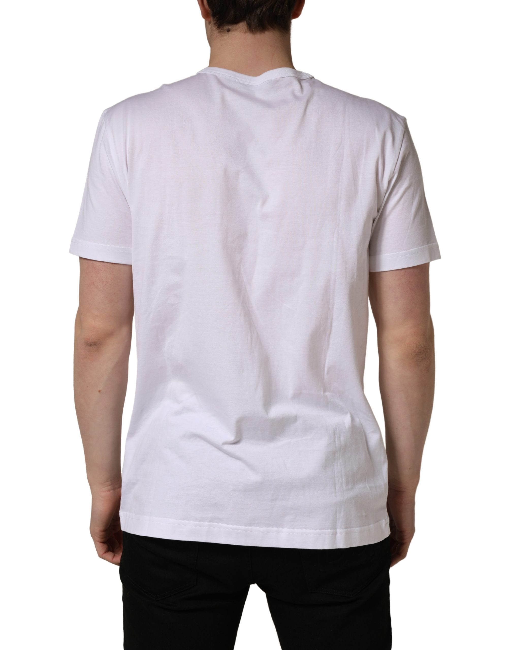 Dolce & Gabbana White DG Leaf Embroidery Crew Neck T-shirt - Image 4