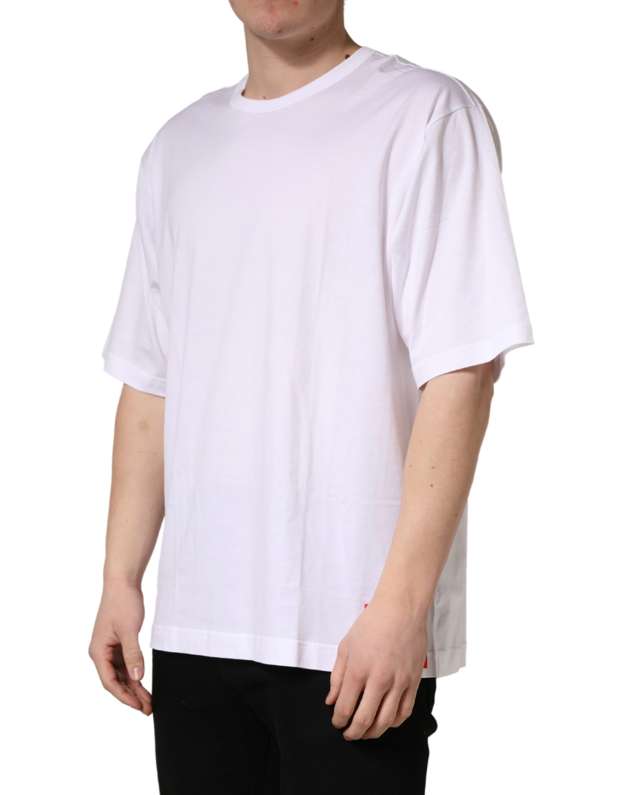 Dolce & Gabbana White Cotton Short Sleeves Crew Neck T-shirt - Image 3