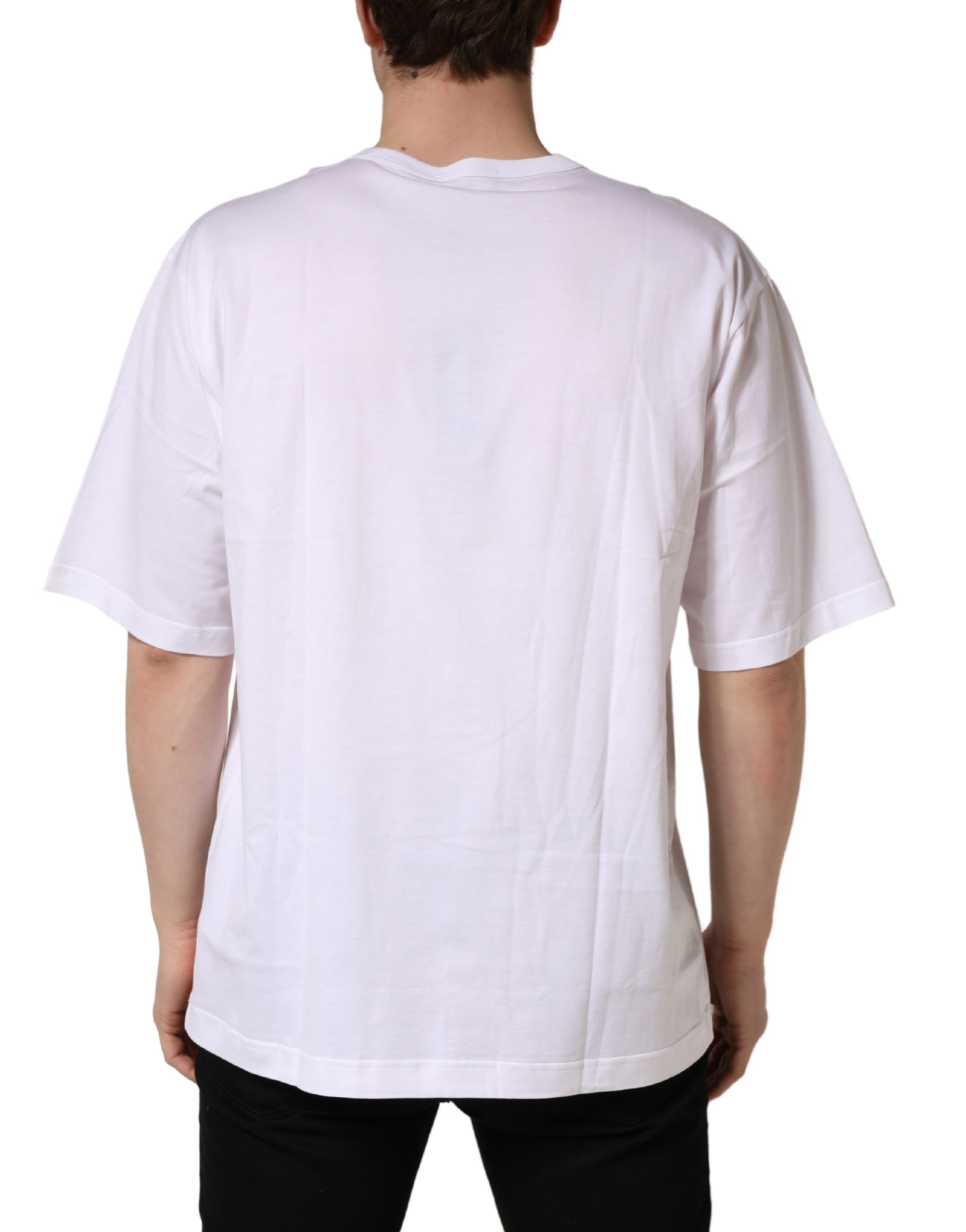 Dolce & Gabbana White Cotton Short Sleeves Crew Neck T-shirt - Image 4