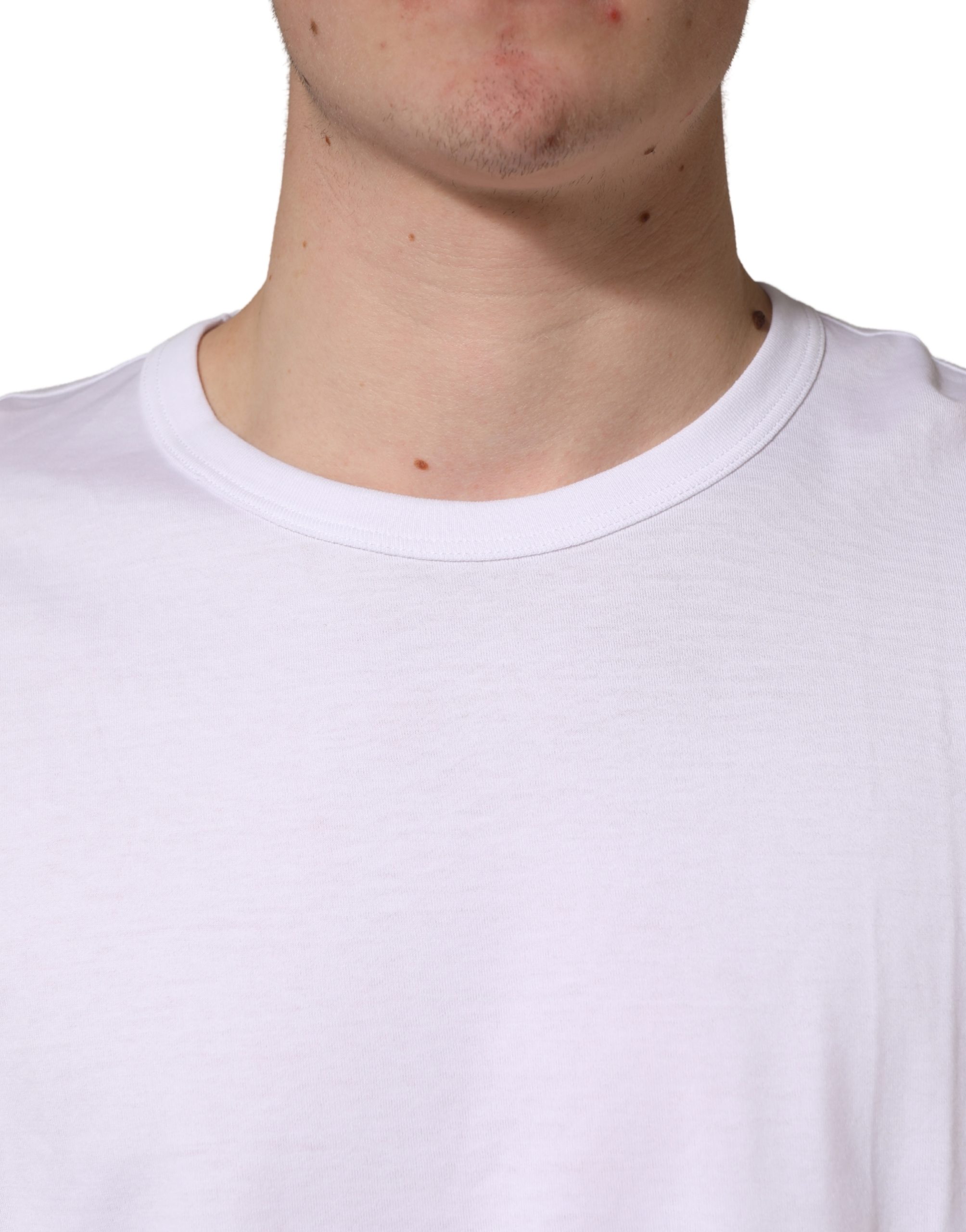 Dolce & Gabbana White Cotton Short Sleeves Crew Neck T-shirt - Image 5