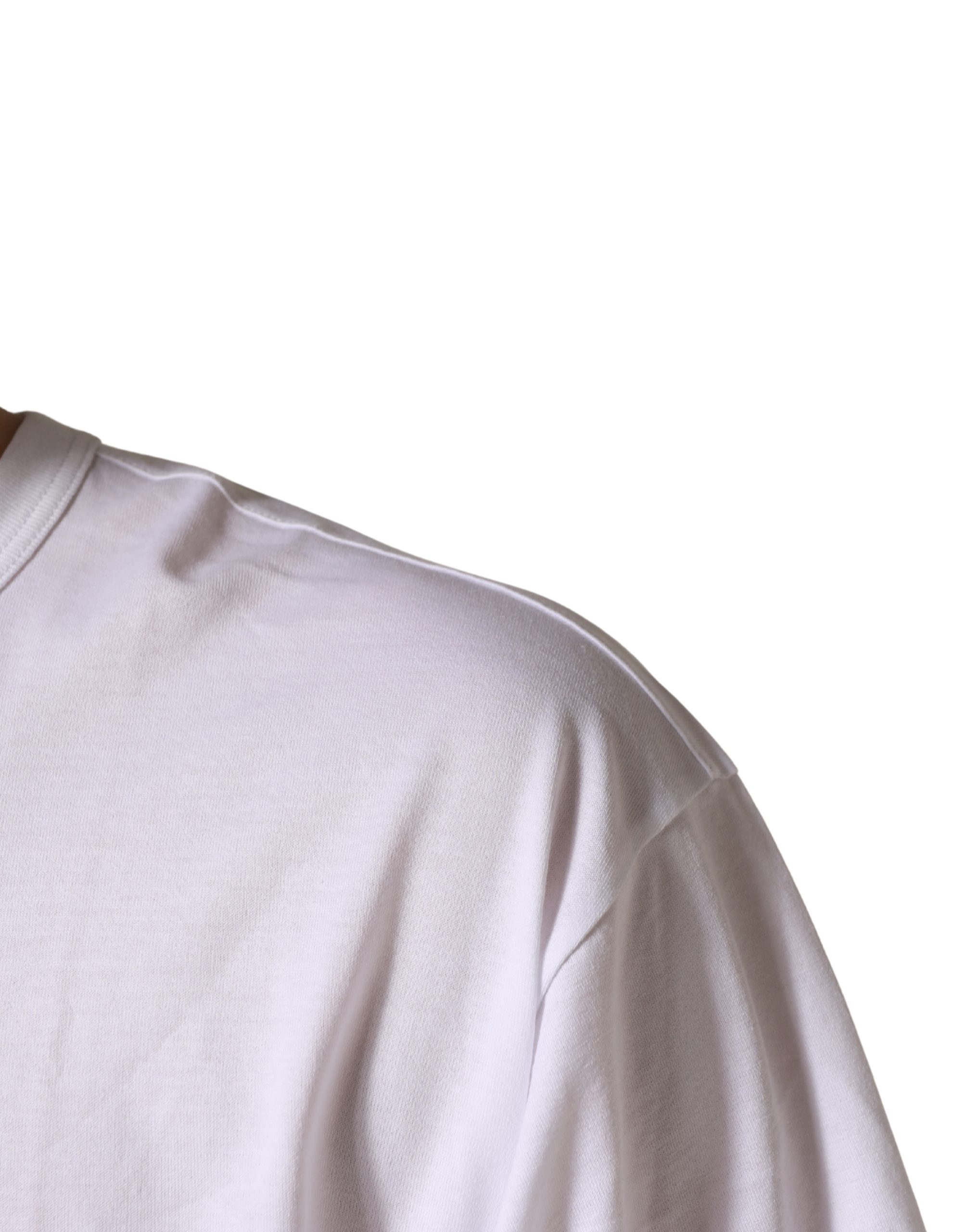 Dolce & Gabbana White Cotton Short Sleeves Crew Neck T-shirt - Image 6