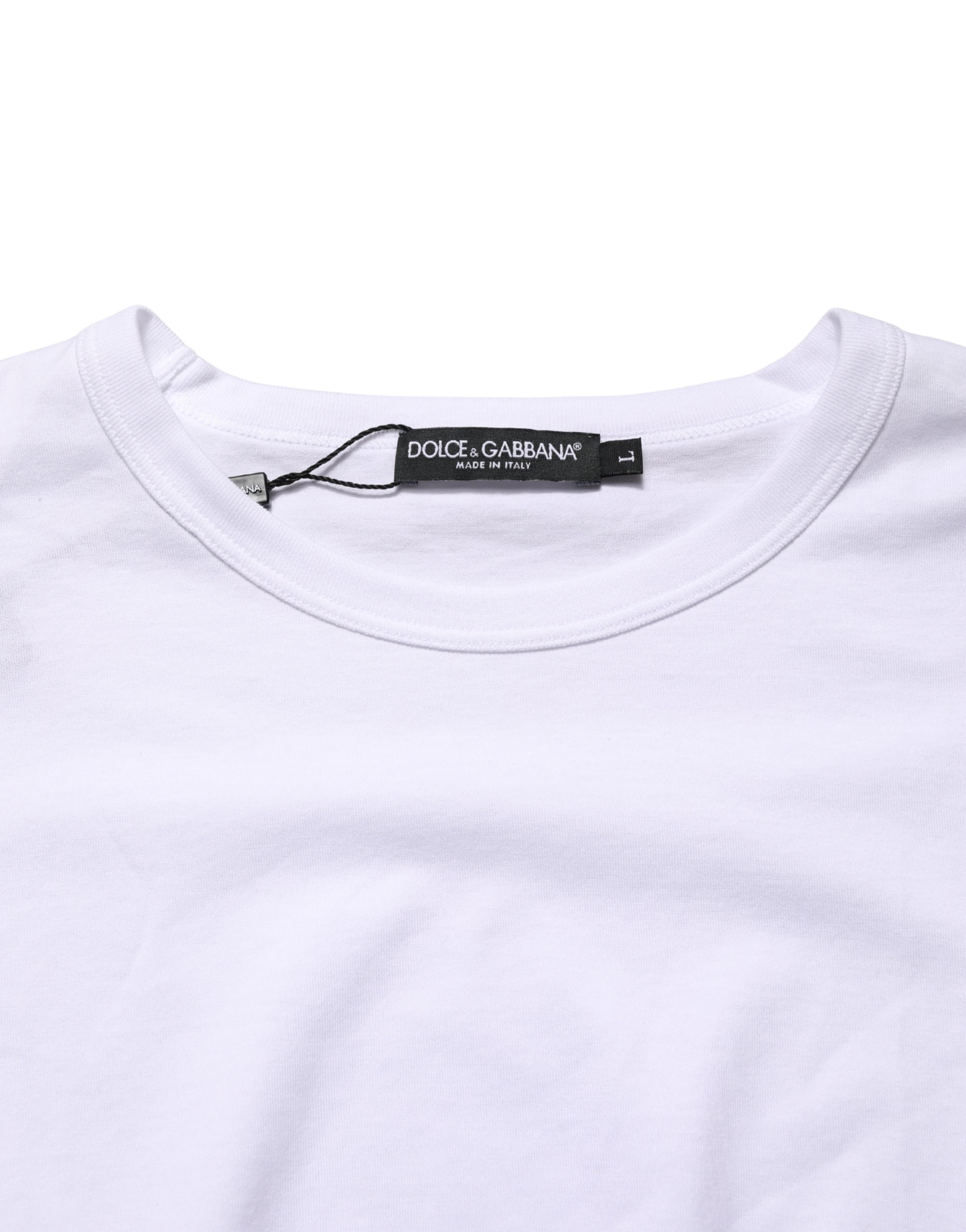 Dolce & Gabbana White Cotton Short Sleeves Crew Neck T-shirt - Image 7