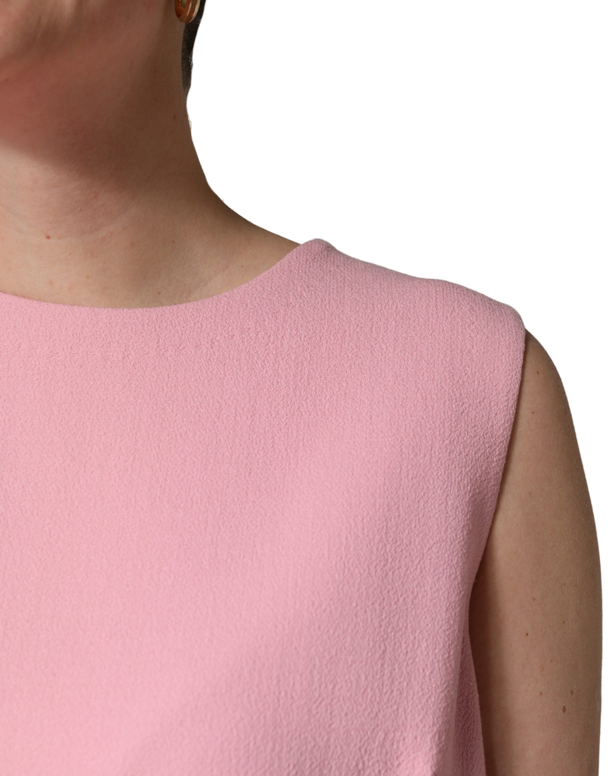 Dolce & Gabbana Pink Blue Wool Sleeveless Shift Mini Dress - Image 5