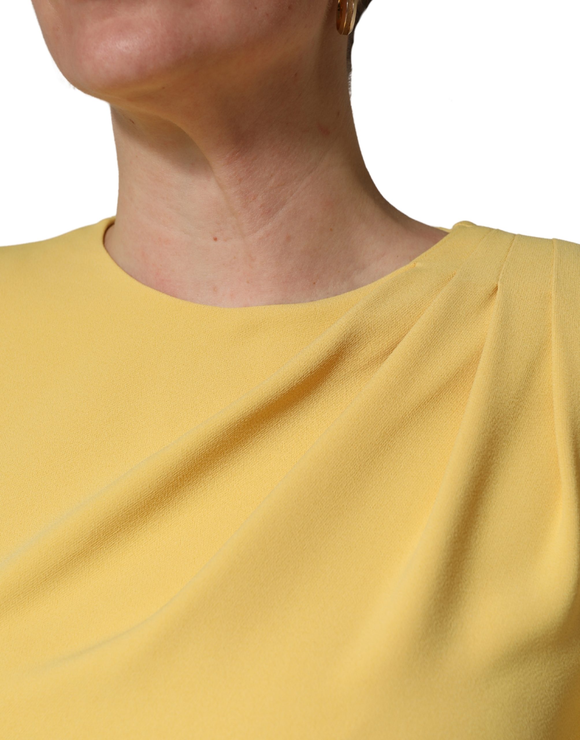 Dolce & Gabbana Yellow Silk Long Sleeves Sheath Midi Dress - Image 5