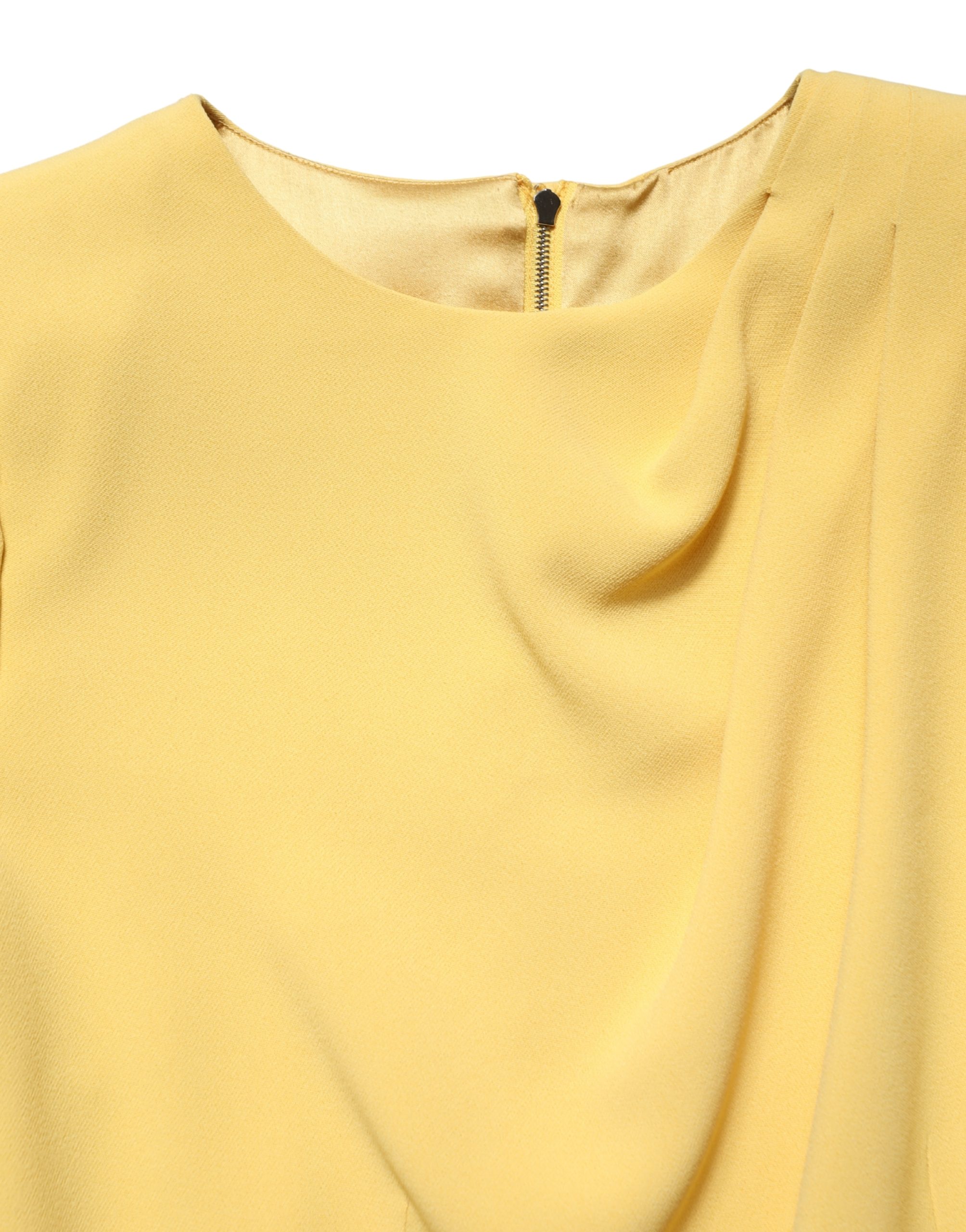 Dolce & Gabbana Yellow Silk Long Sleeves Sheath Midi Dress - Image 6