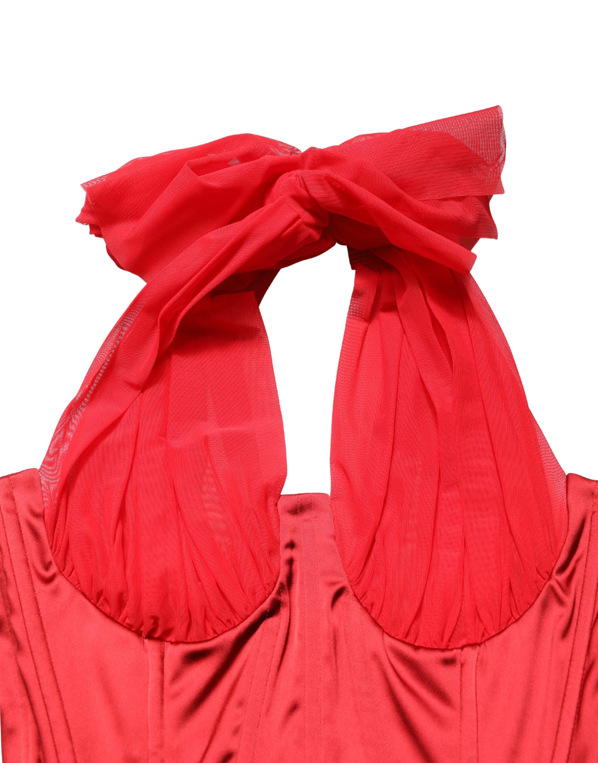 Dolce & Gabbana Red Halter Corset Sleeveless Sheath Dress - Image 6