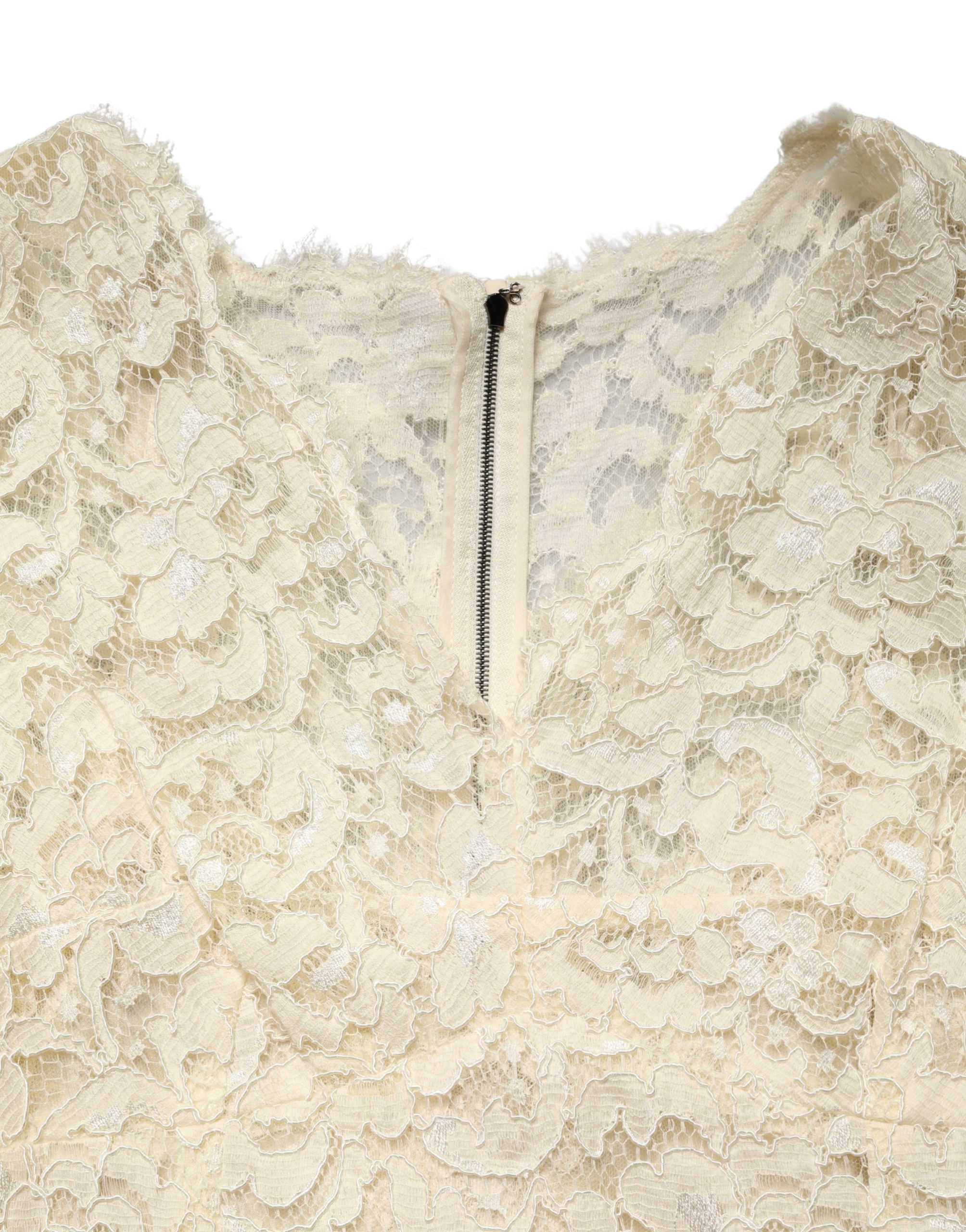 Dolce & Gabbana Off White Floral Lace Sheath Maxi Dress - Image 8