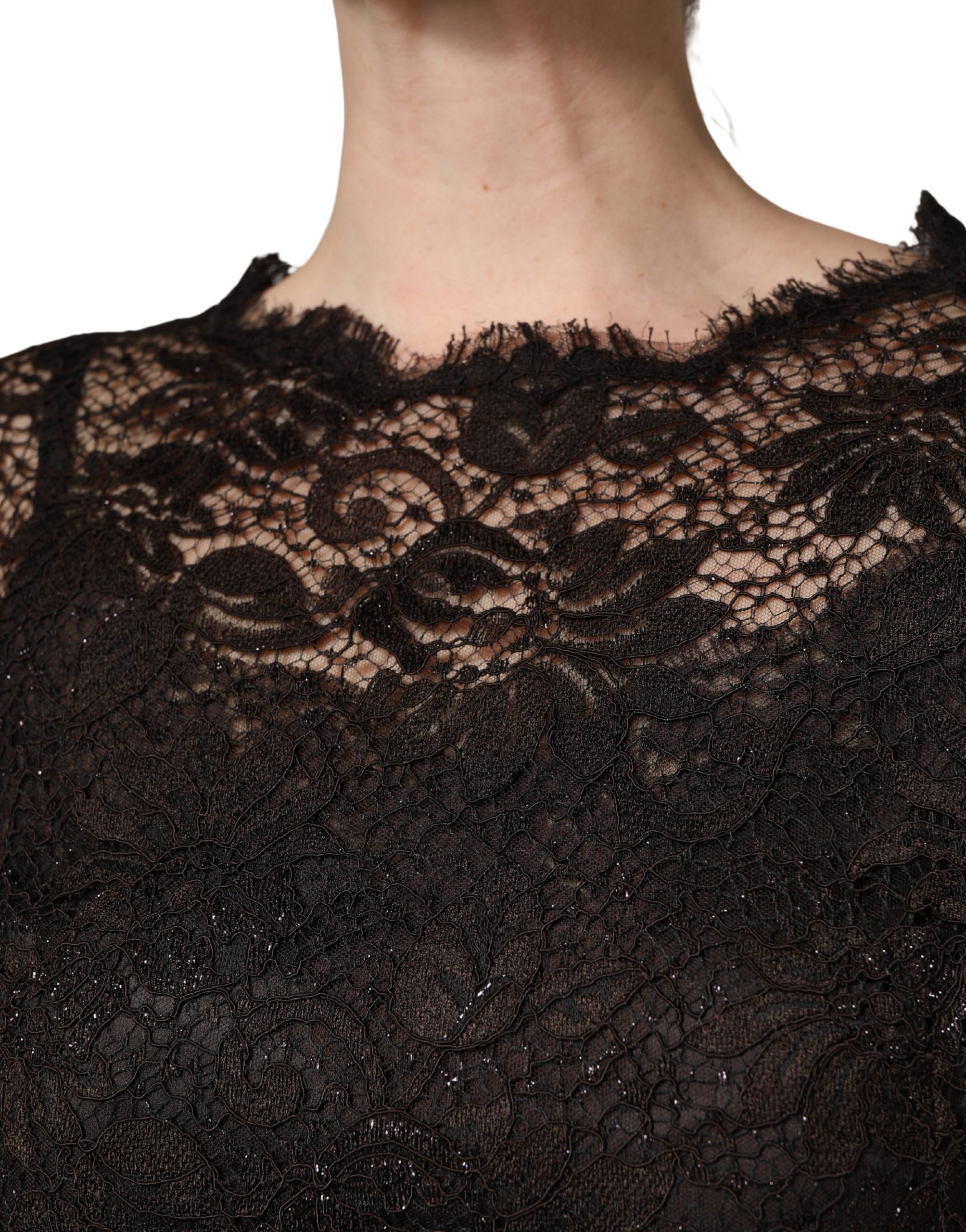 Dolce & Gabbana Black Floral Lace Sheath Long Maxi Dress - Image 5