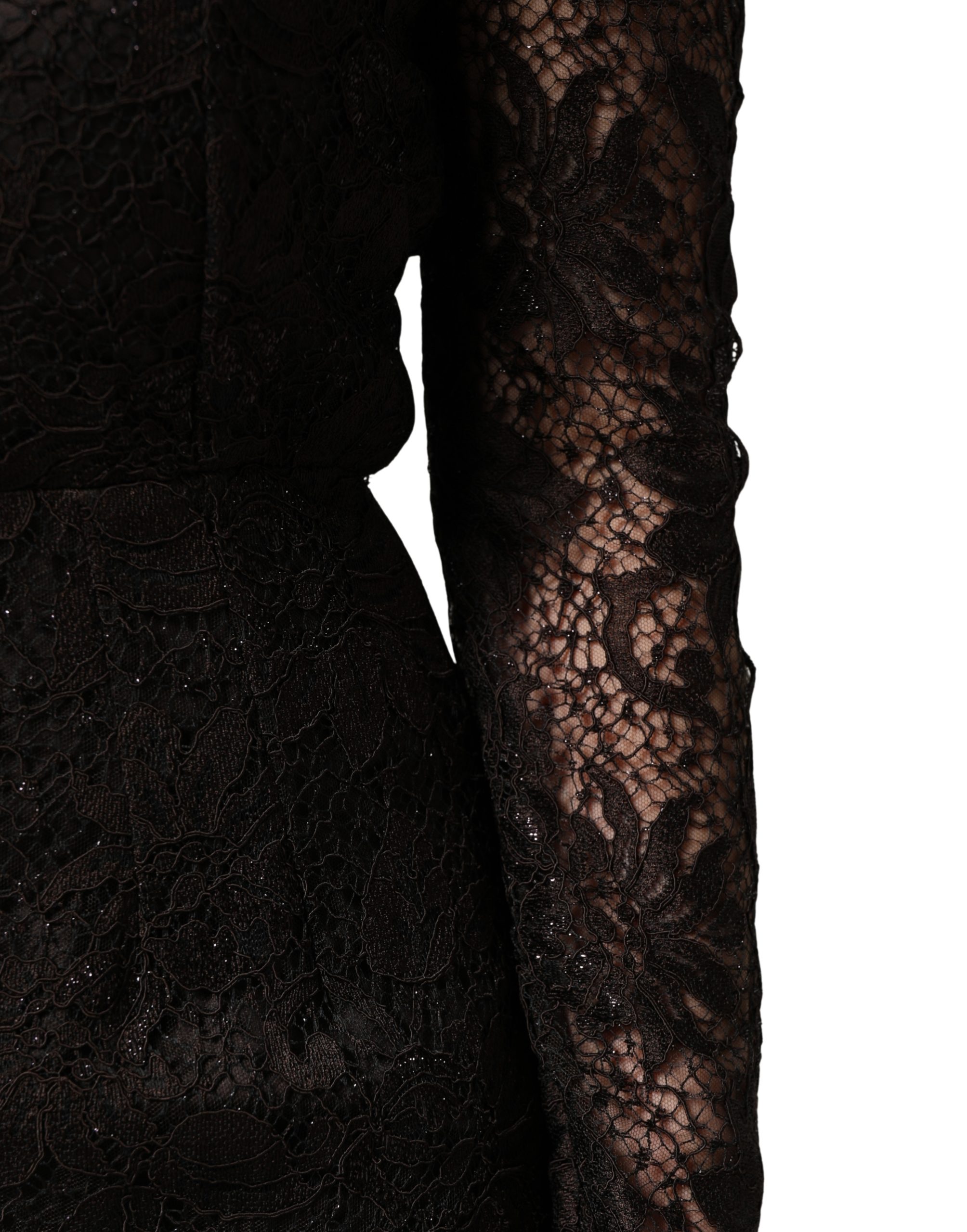 Dolce & Gabbana Black Floral Lace Sheath Long Maxi Dress - Image 6