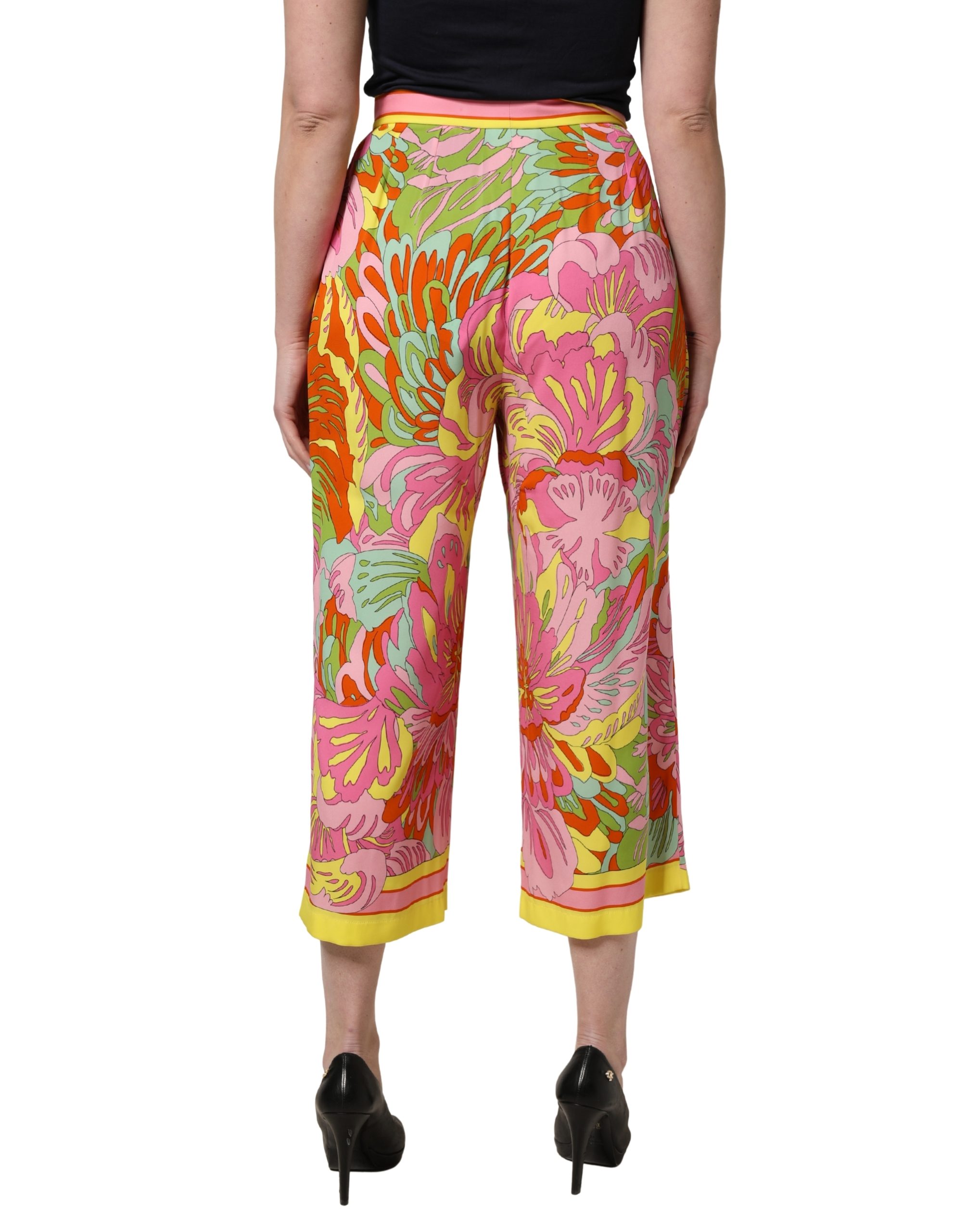 Dolce & Gabbana Multicolor FloralPrint Cropped Trouser Pants - Image 4