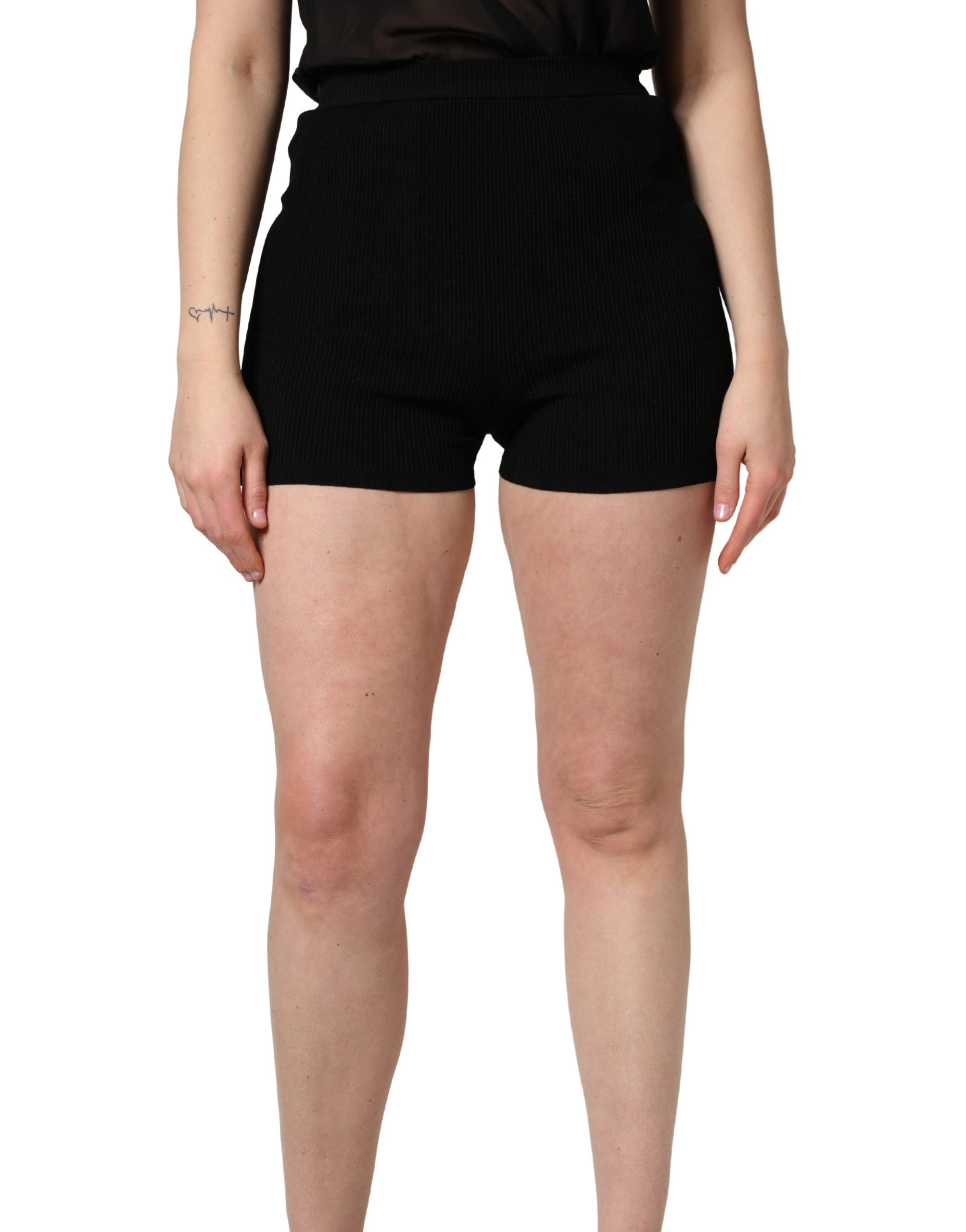 Dolce & Gabbana Black Viscose High Waisted Hot Pants Shorts - Image 2