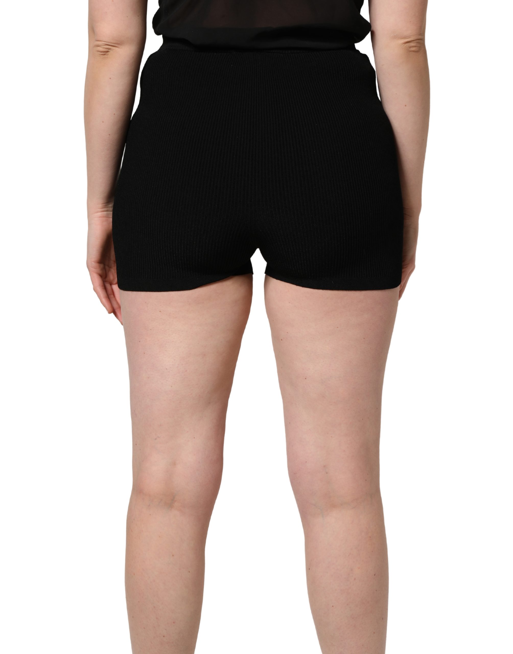 Dolce & Gabbana Black Viscose High Waisted Hot Pants Shorts - Image 4