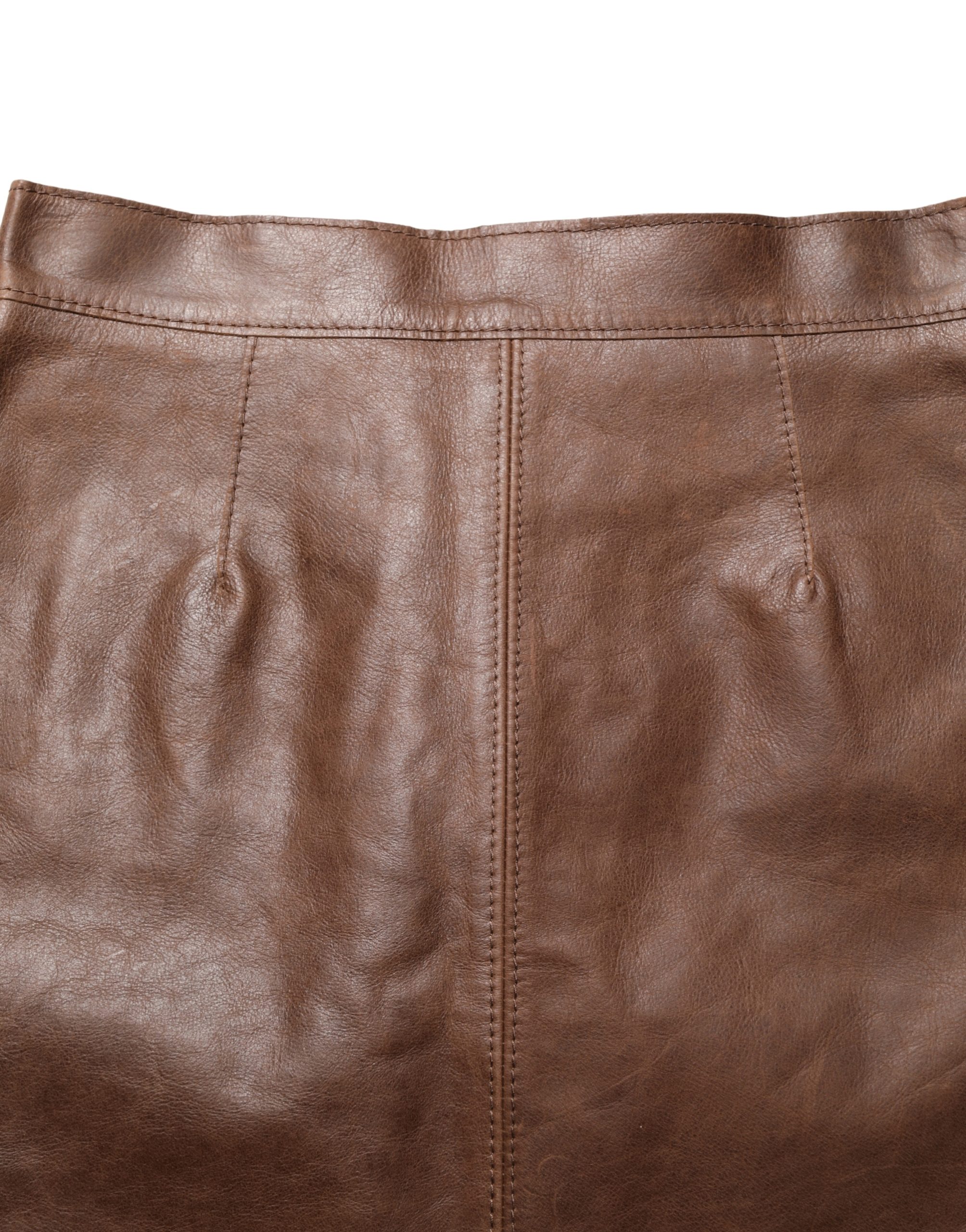 Dolce & Gabbana Brown Leather High Waist Bodycon Mini Skirt - Image 5