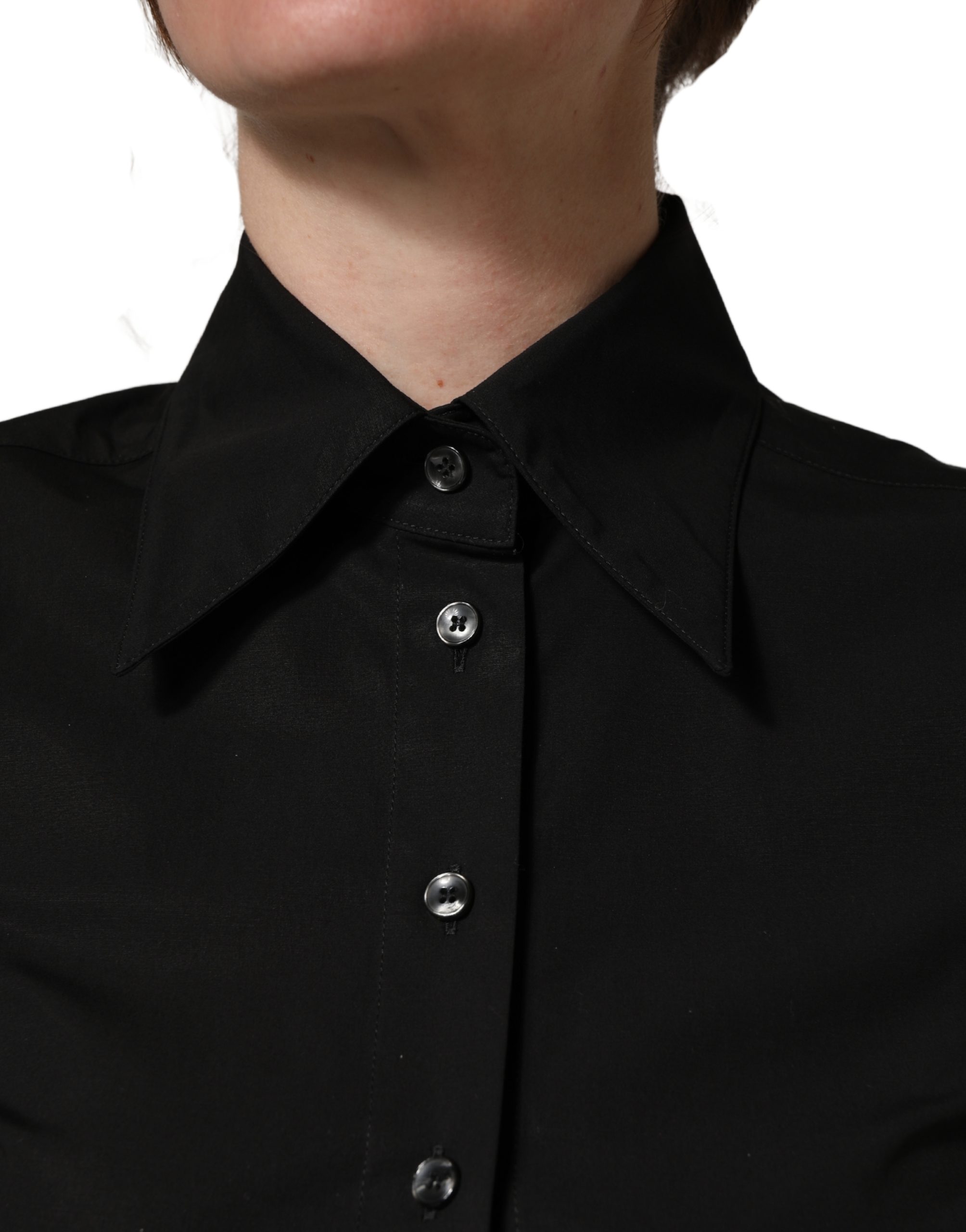 Dolce & Gabbana Black Cotton Sleeveless Collared Blouse Top - Image 5