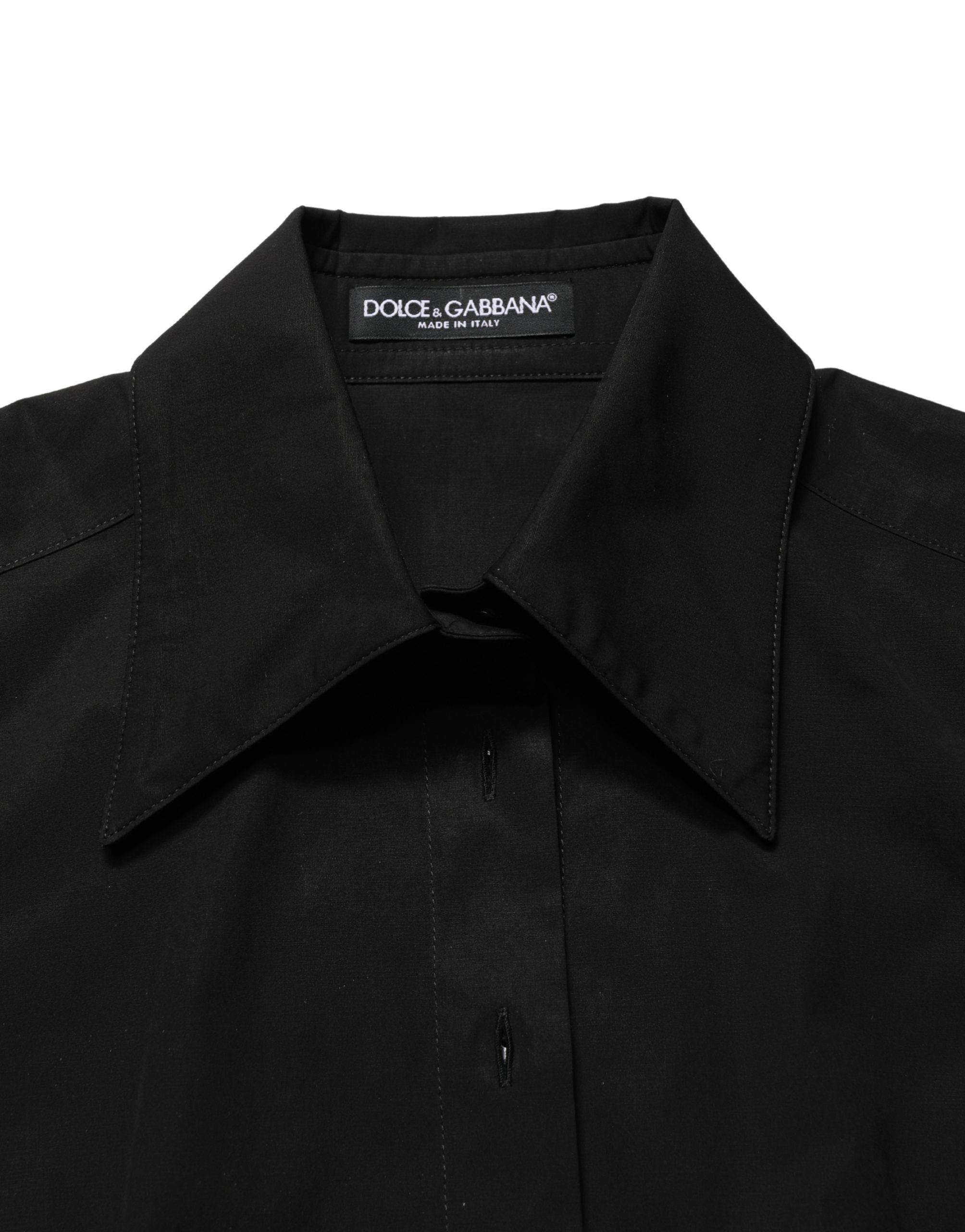 Dolce & Gabbana Black Cotton Sleeveless Collared Blouse Top - Image 6