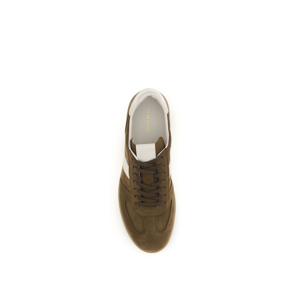 Tom Ford Brown Calf Leather Bos Taurus Low Top Sneakers - Image 4