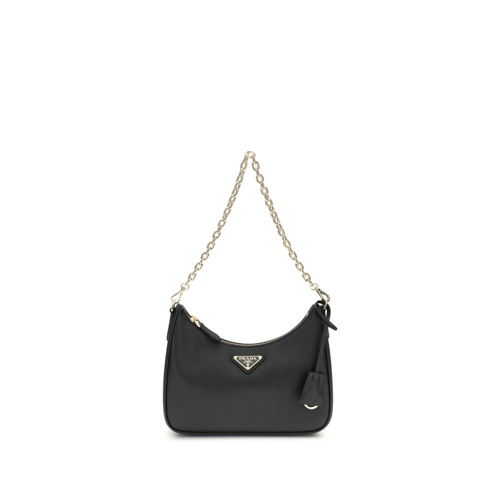 Prada Black Calf Leather Bos Taurus Shoulder Bag