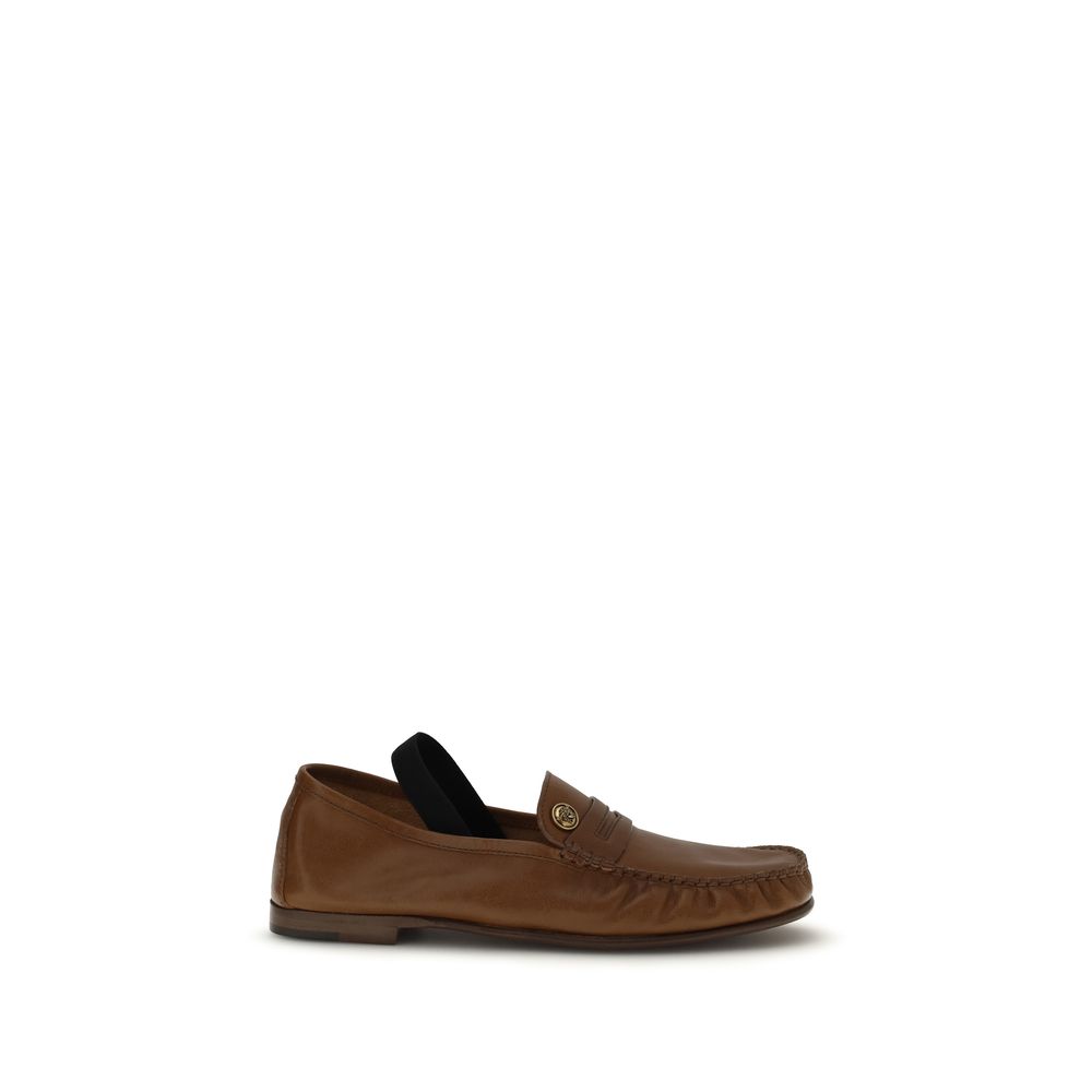 Versace Brown Lamb Ovis Aries Slip-On Loafers