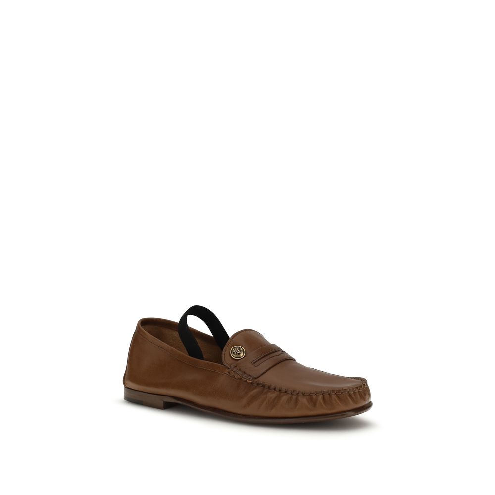 Versace Brown Lamb Ovis Aries Slip-On Loafers - Image 2