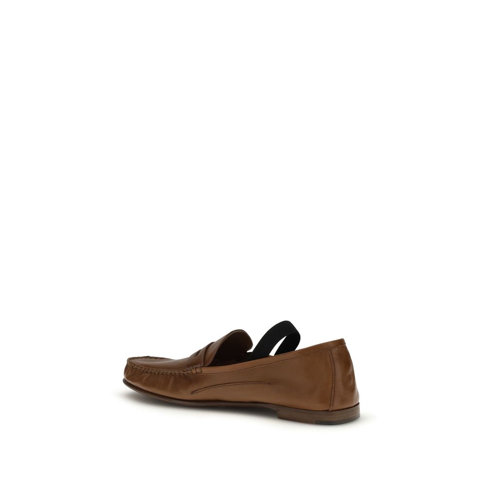 Versace Brown Lamb Ovis Aries Slip-On Loafers - Image 3
