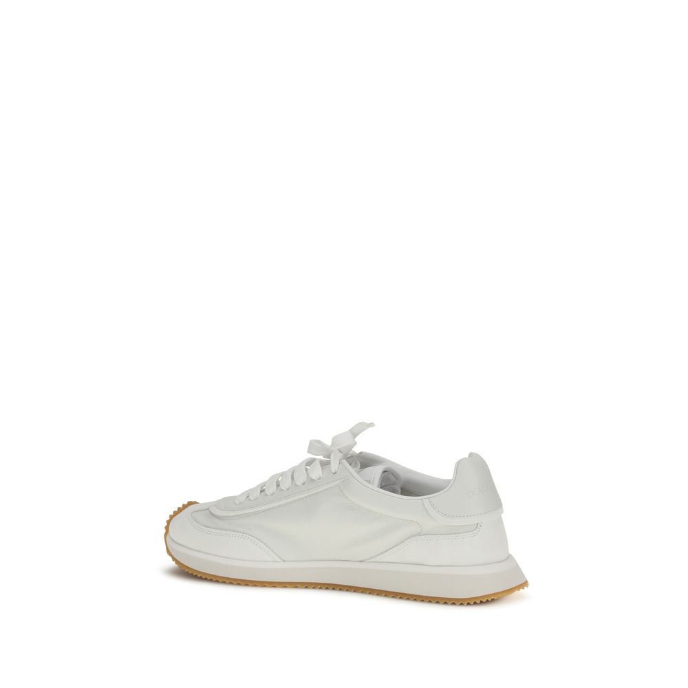 Dolce & Gabbana White Calf Leather Bos Taurus Athletic Sneakers - Image 3