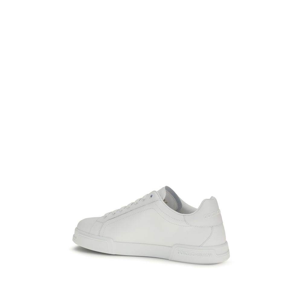 Dolce & Gabbana White Calf Leather Bos Taurus Low Top Sneakers - Image 3