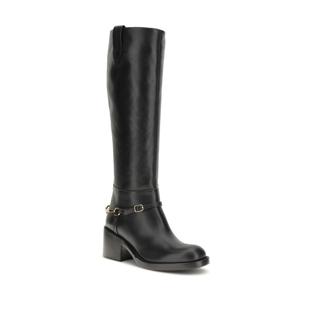 ChloƩ Black Calf Leather Bos Taurus Lace-Up Boots - Image 2