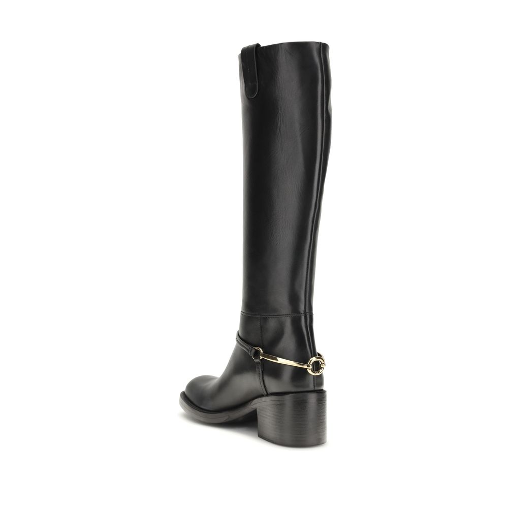 ChloƩ Black Calf Leather Bos Taurus Lace-Up Boots - Image 3