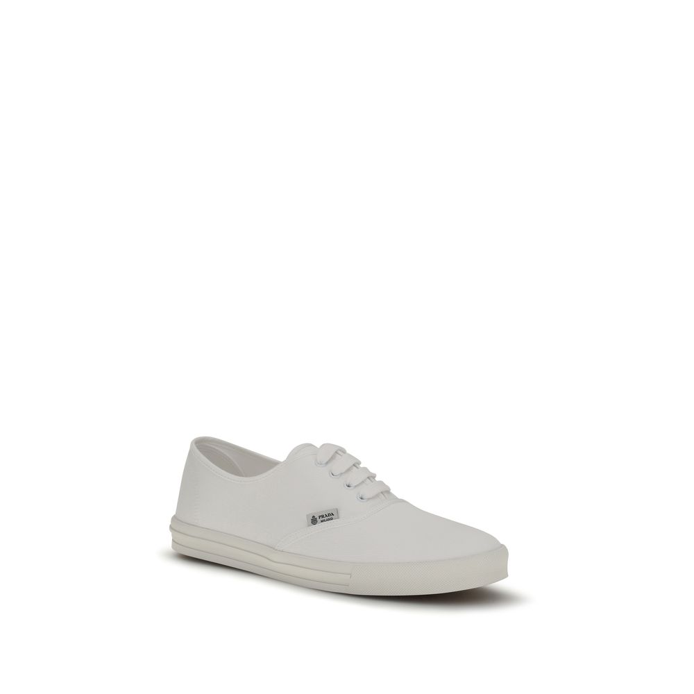 Prada White Cotton Low Top Sneakers - Image 2