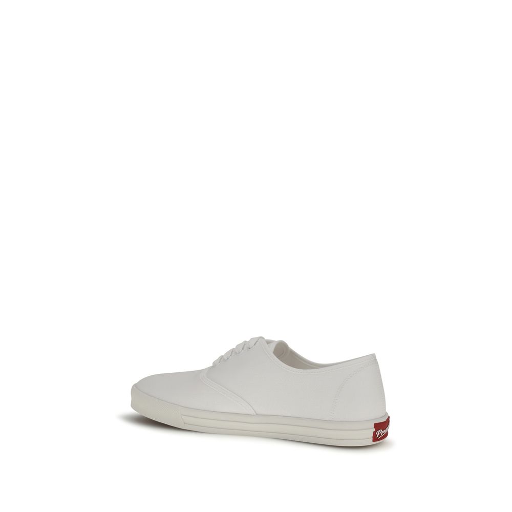 Prada White Cotton Low Top Sneakers - Image 3
