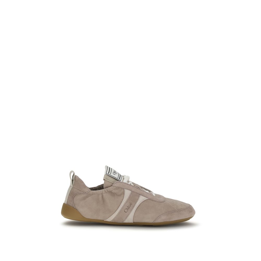 ChloƩ Beige Calf Leather Bos Taurus Athletic Sneakers