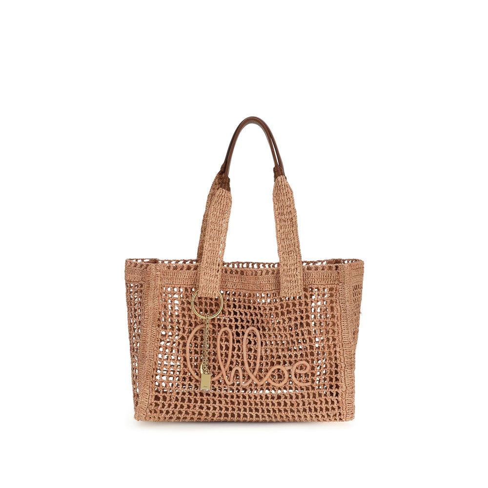 ChloƩ Beige Raffia Shoulder Bag
