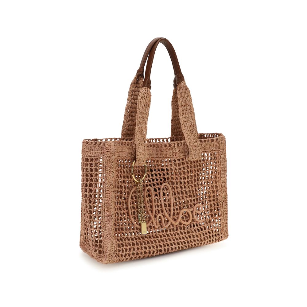 ChloƩ Beige Raffia Shoulder Bag - Image 2