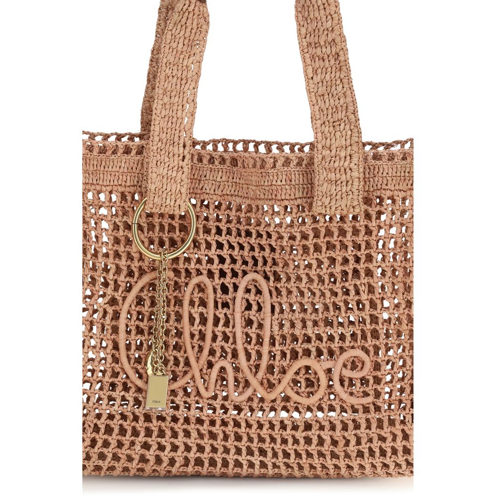ChloƩ Beige Raffia Shoulder Bag - Image 4