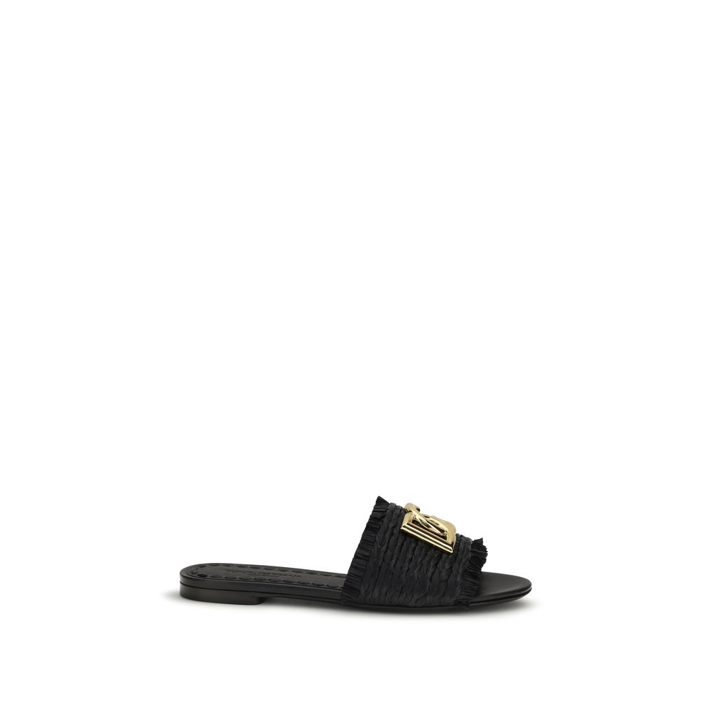 Dolce & Gabbana Beige Raffia Sandals