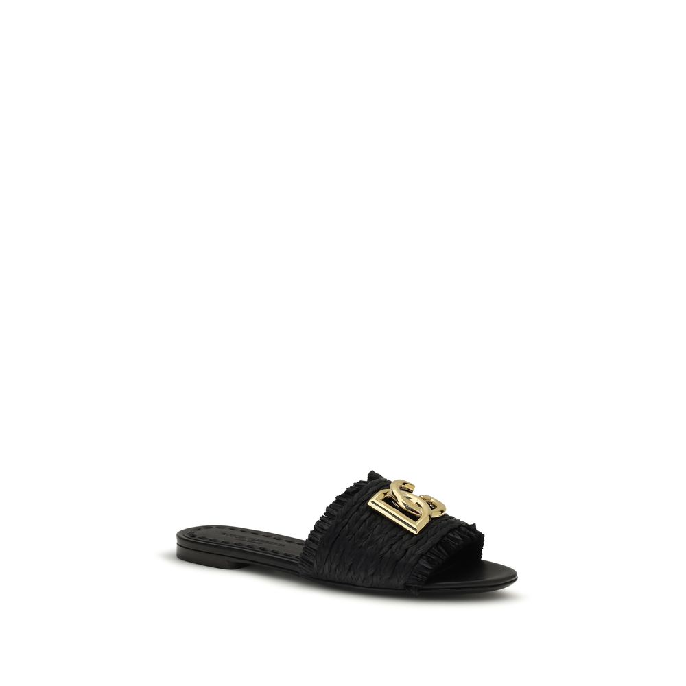 Dolce & Gabbana Beige Raffia Sandals - Image 2