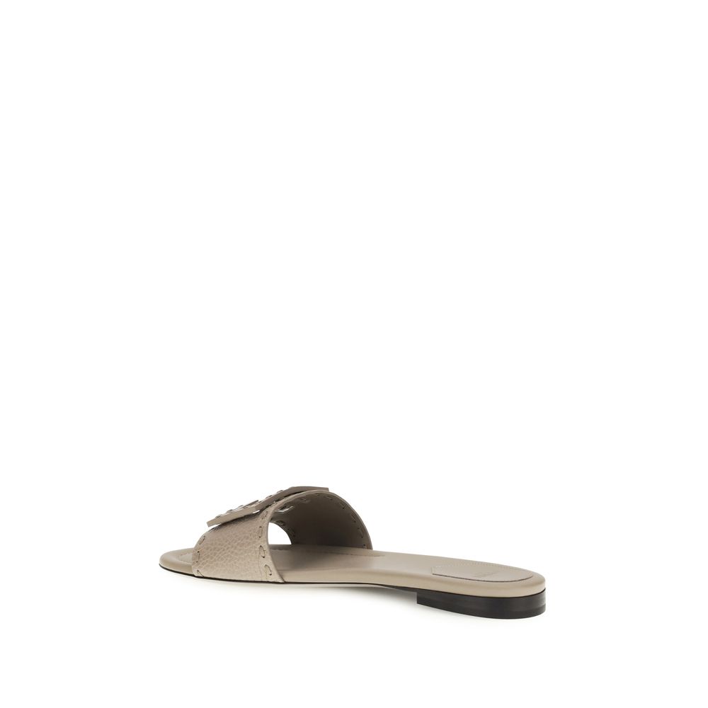 Fendi Gray Calf Leather Bos Taurus Sandals - Image 3