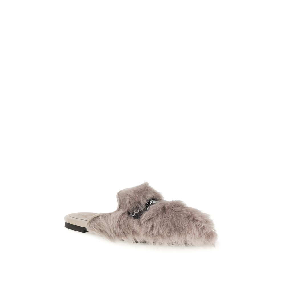 Dolce & Gabbana Gray Lamb Ovis Aries Aries Mules - Image 2