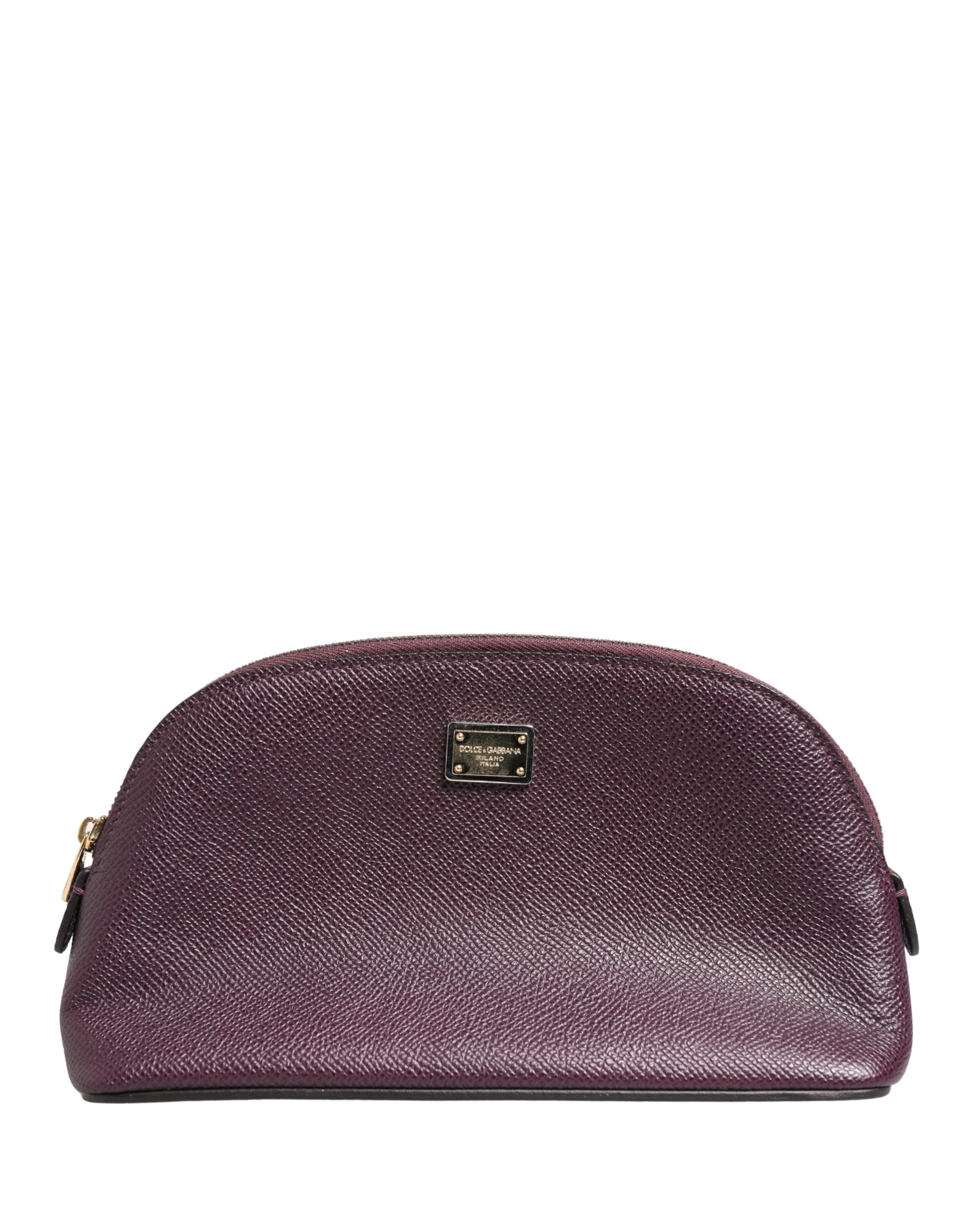 Dolce & Gabbana Dark Purple Leather DG Logo Zip Around Hand Purse Wallet - Image 2