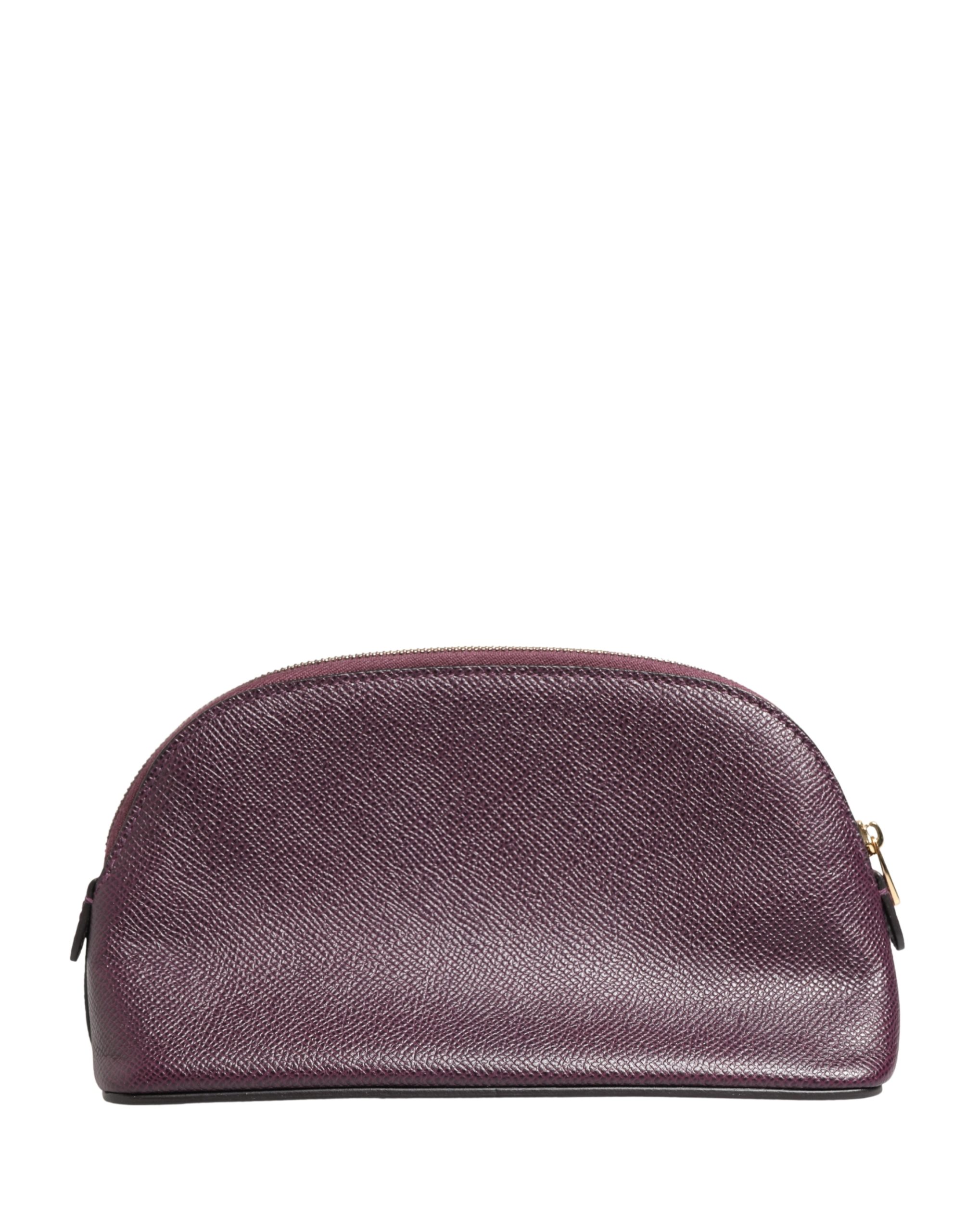 Dolce & Gabbana Dark Purple Leather DG Logo Zip Around Hand Purse Wallet - Image 4