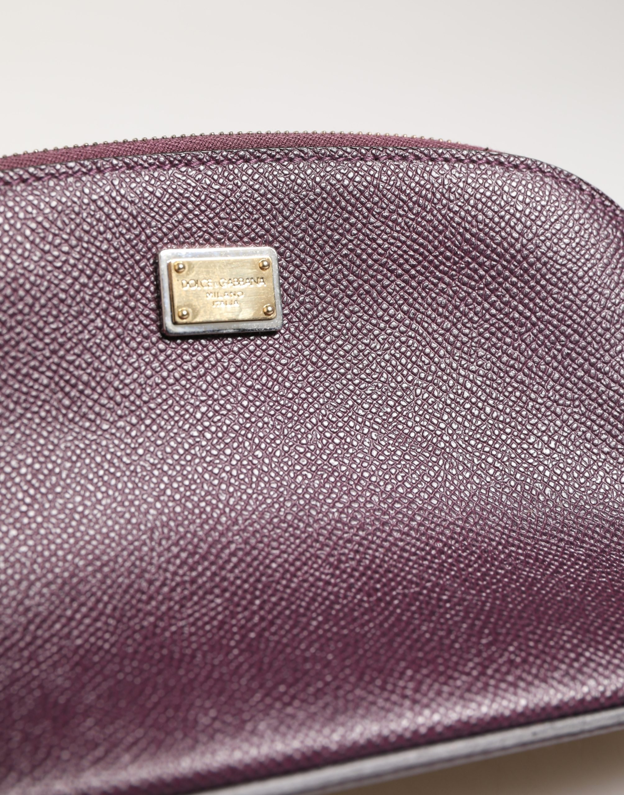 Dolce & Gabbana Dark Purple Leather DG Logo Zip Around Hand Purse Wallet - Image 6