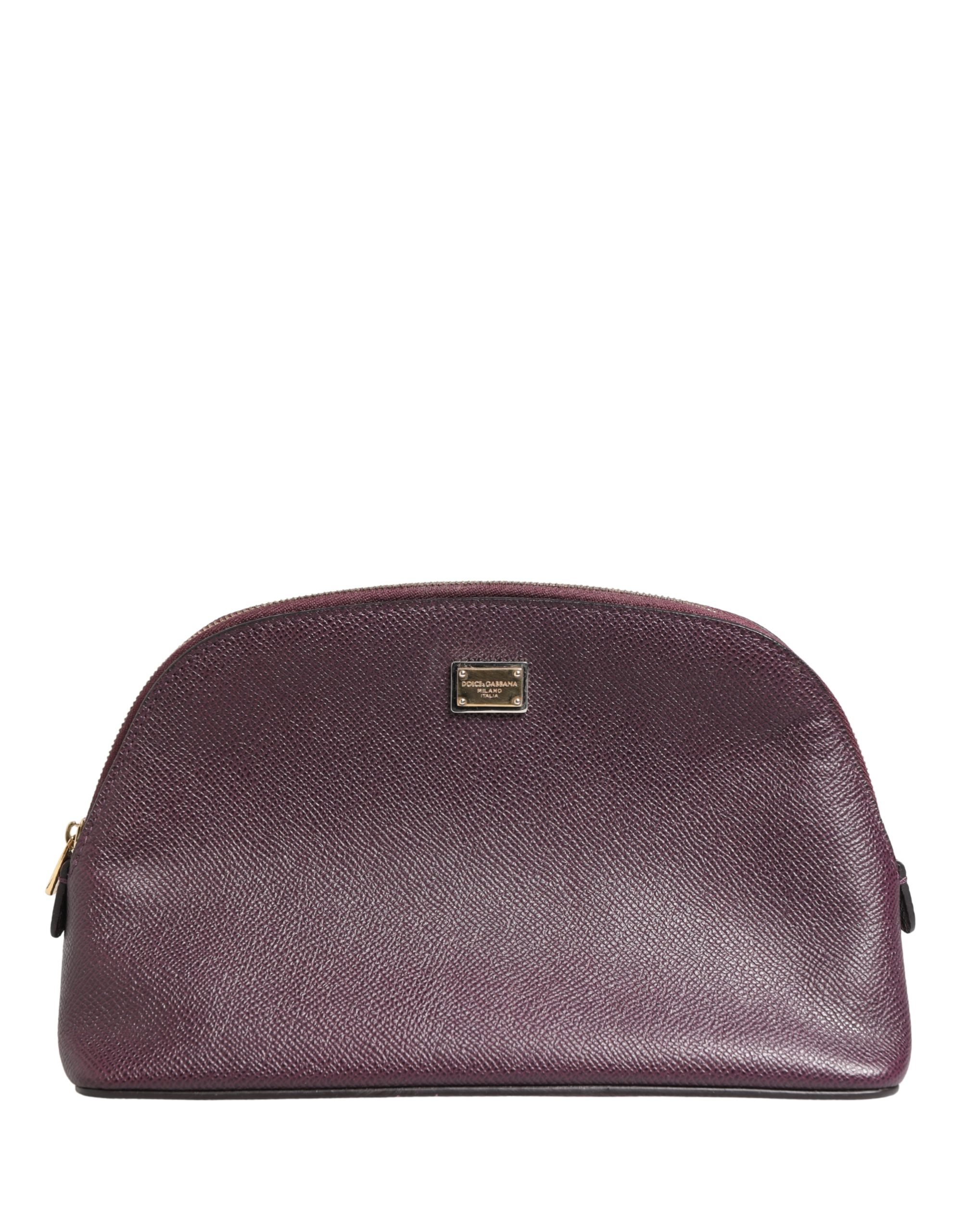 Dolce & Gabbana Dark Purple Leather DG Logo Zip Around Hand Purse Wallet - Image 2