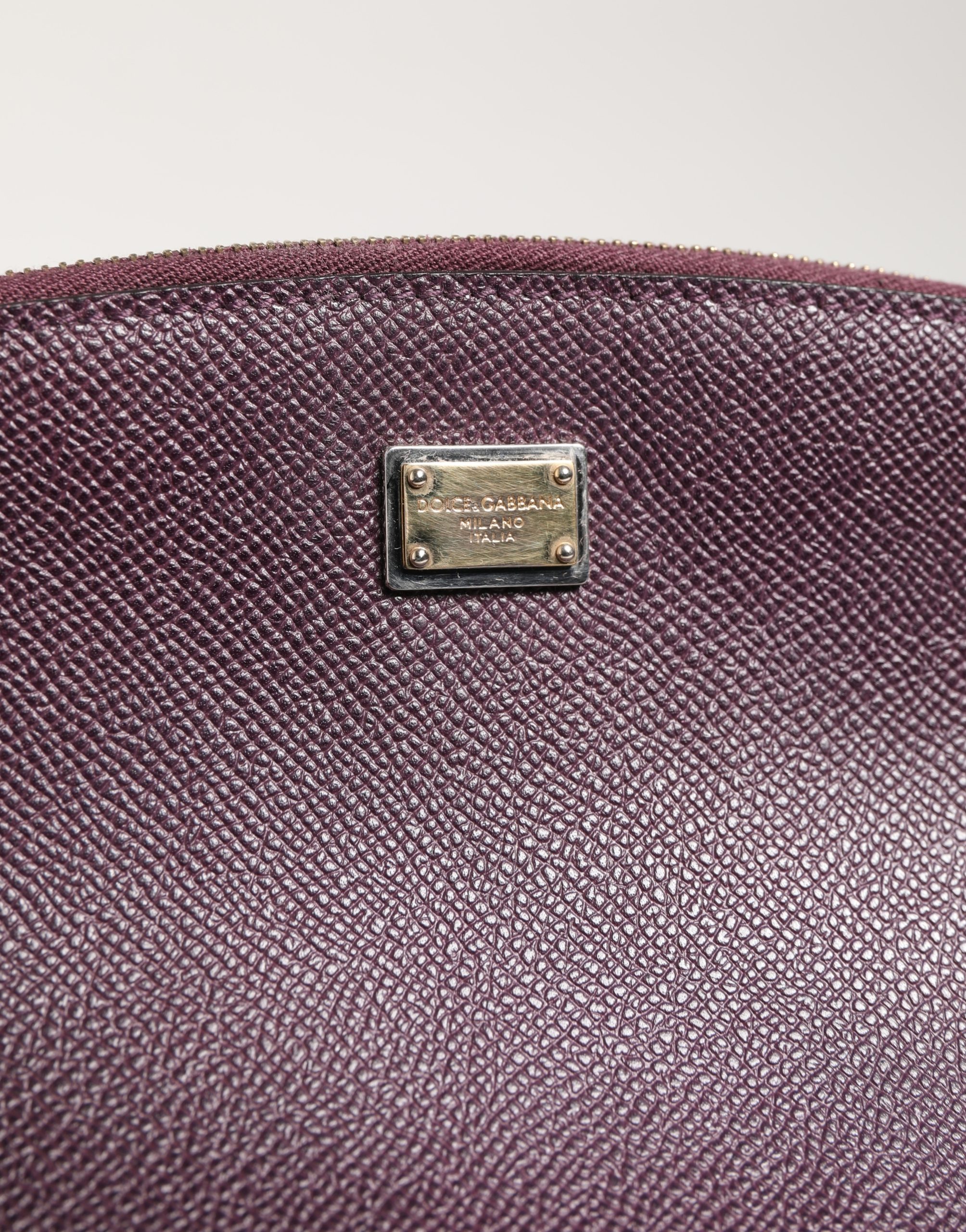 Dolce & Gabbana Dark Purple Leather DG Logo Zip Around Hand Purse Wallet - Image 6