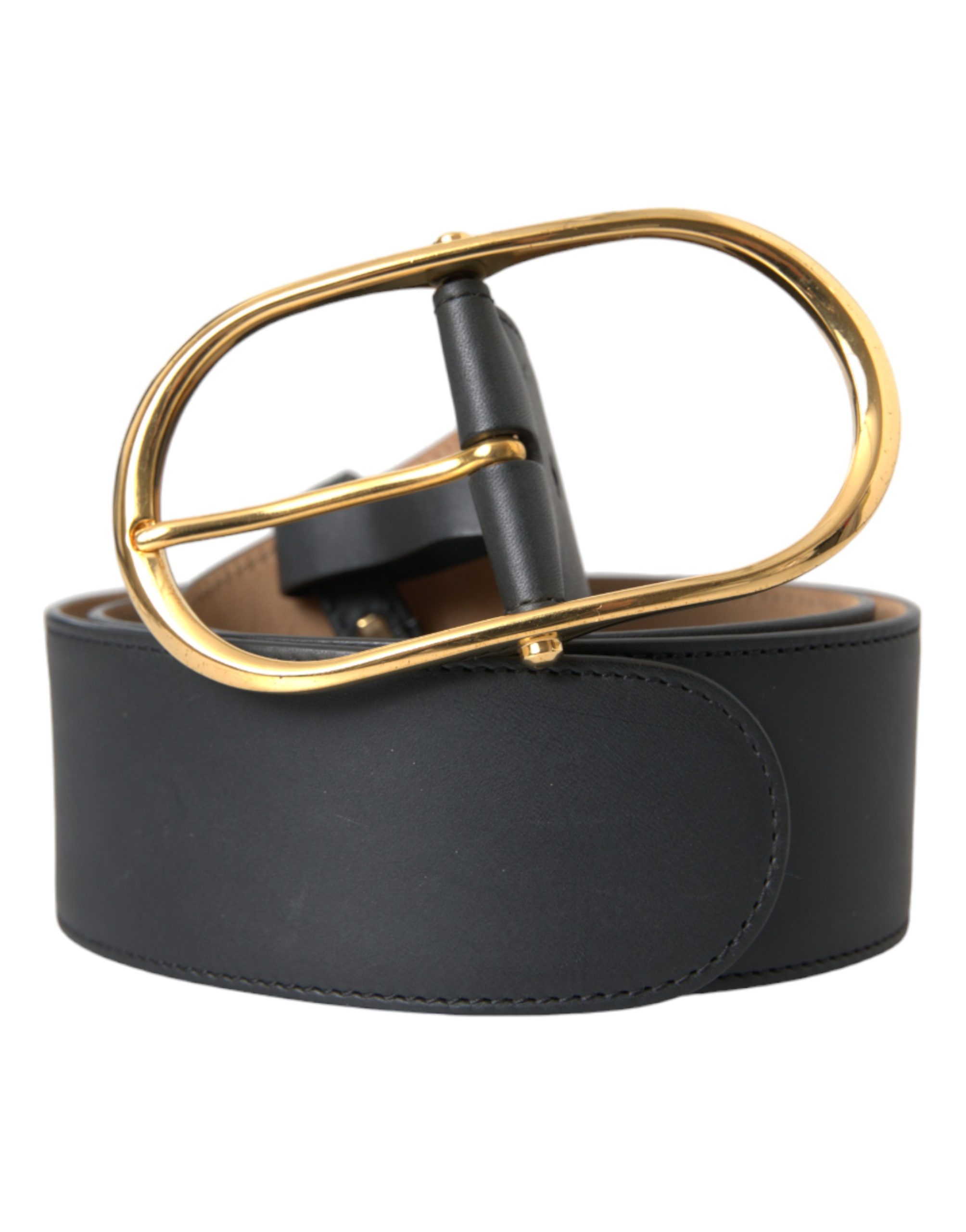 Dolce & Gabbana Black Leather Classic Metal Oval Buckle Belt - Image 2