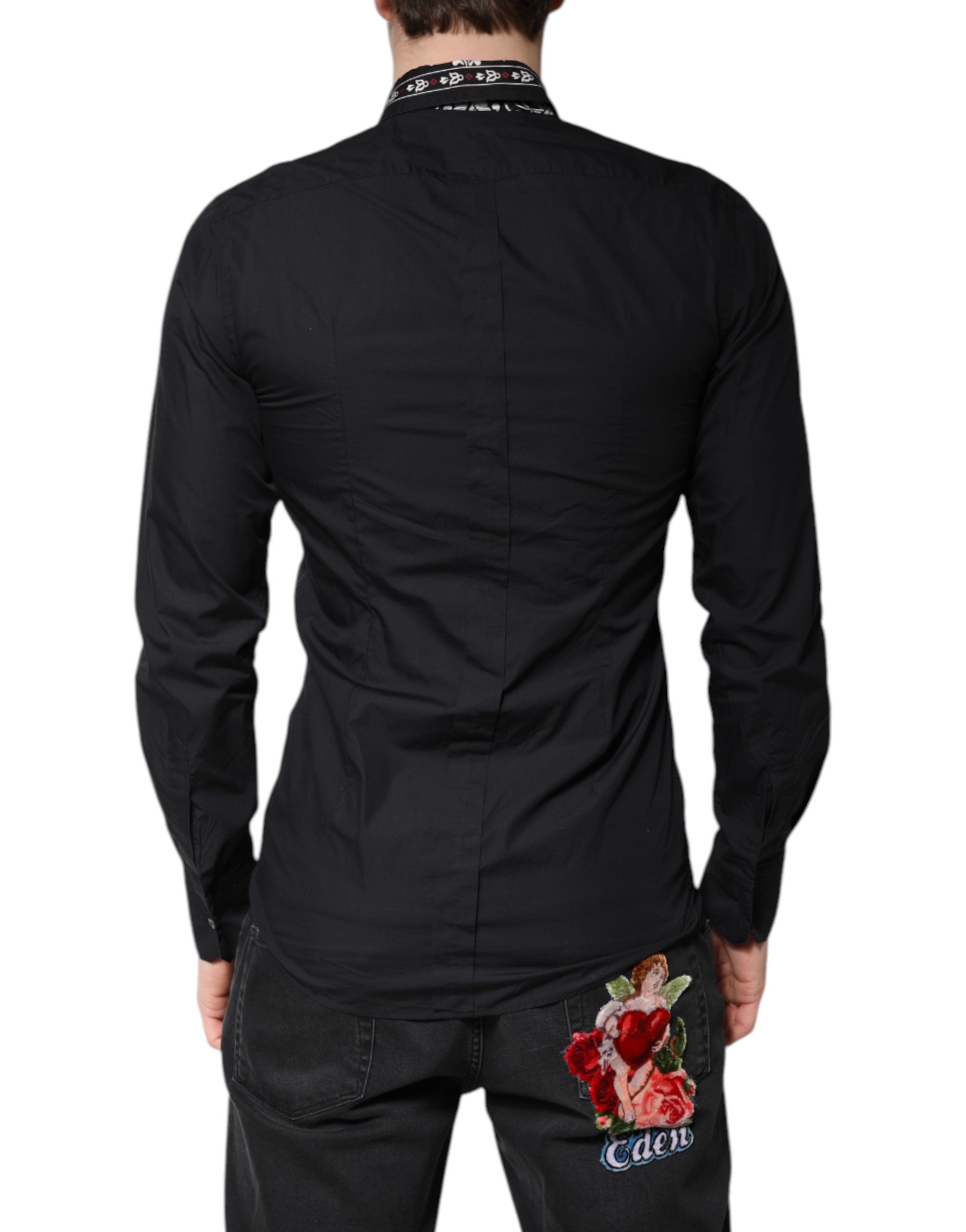 Dolce & Gabbana Black White Bandana GOLD Formal Dress Shirt - Image 4
