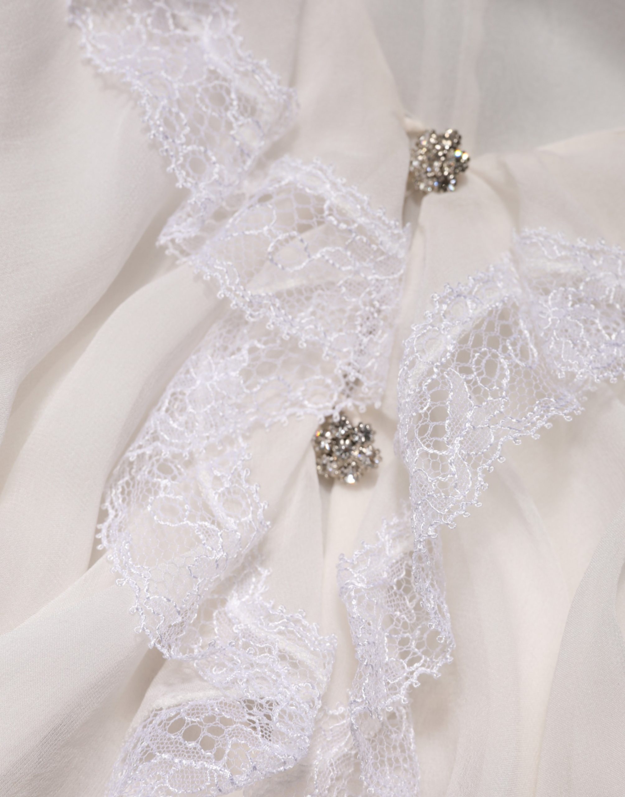 Dolce & Gabbana White LongSleeve Lace Trim Ruffled Blouse Top - Image 8