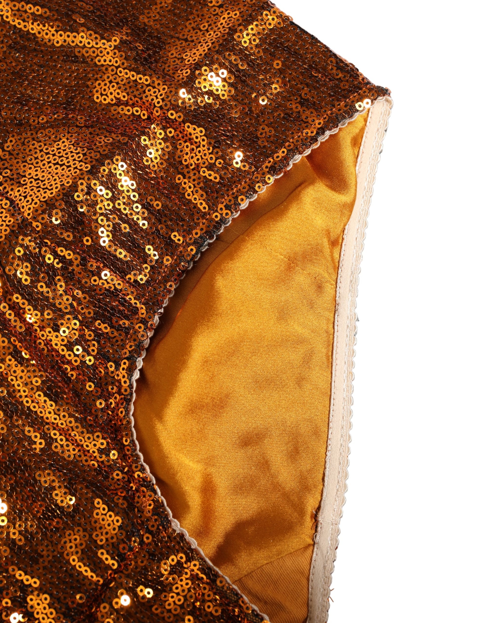 Dolce & Gabbana Orange Sequin Nylon High Waist Girdle Underwear - Image 3