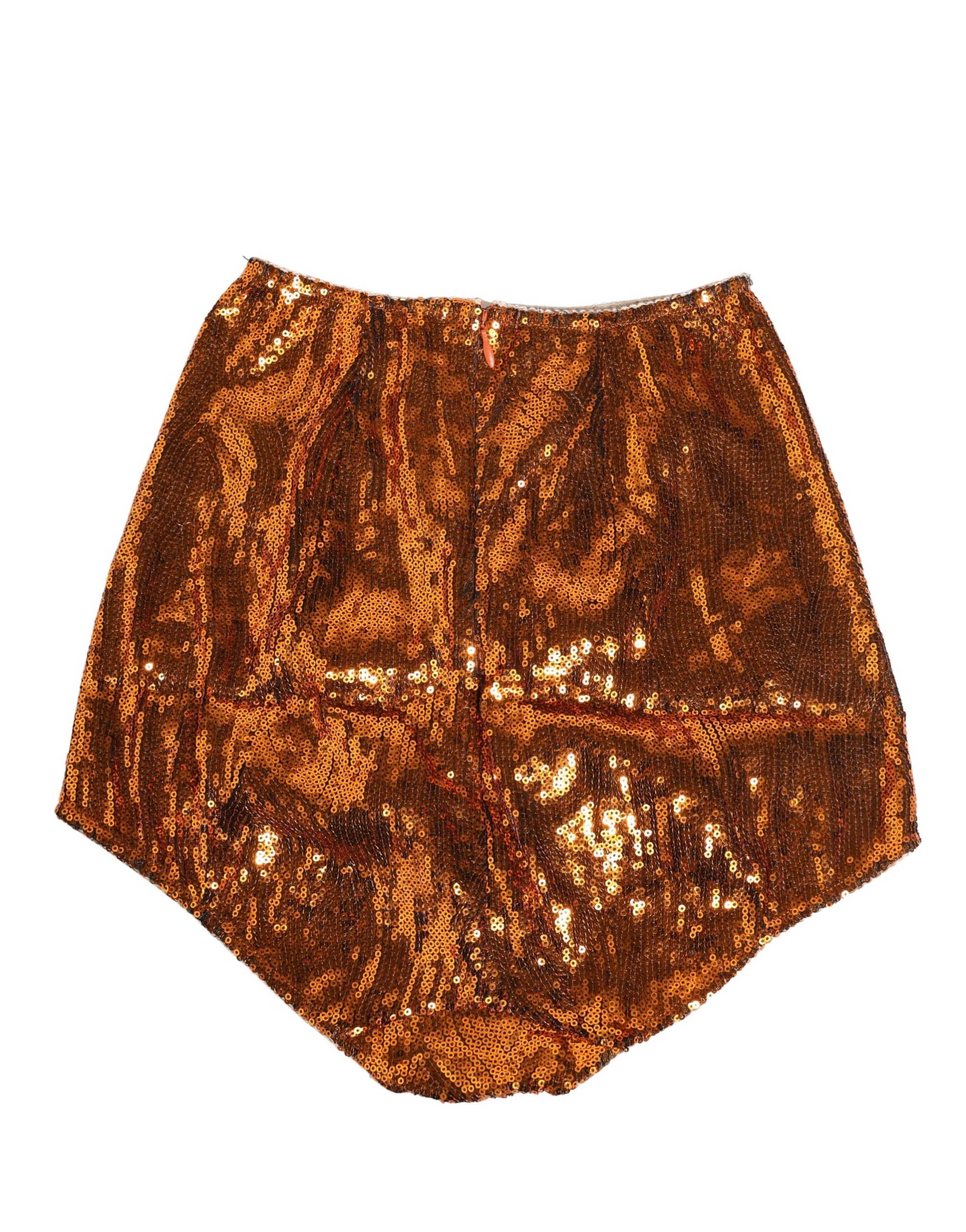Dolce & Gabbana Orange Sequin Nylon High Waist Girdle Underwear - Image 4
