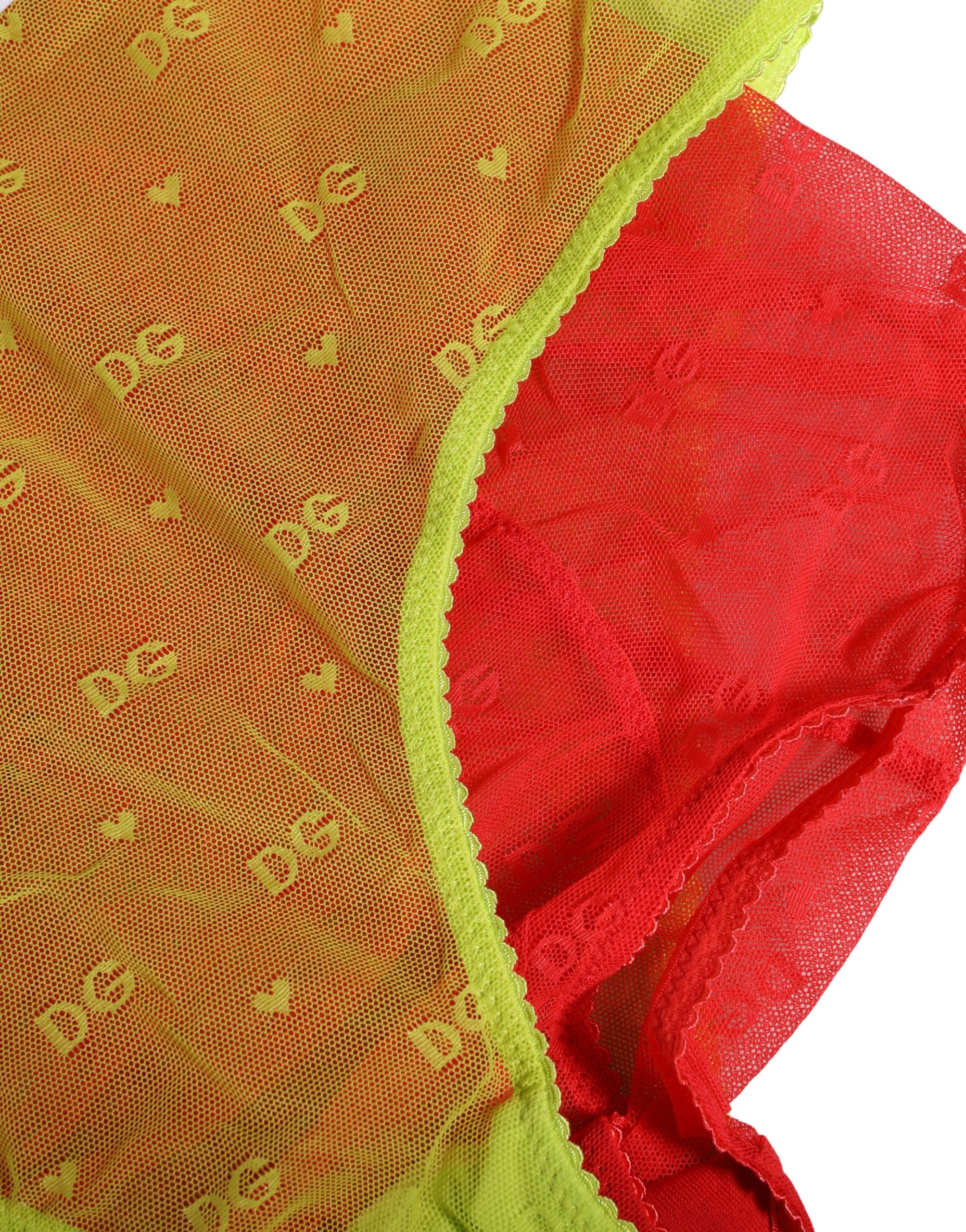 Dolce & Gabbana Red Yellow Tulle Mid Waist Panty Girdle Underwear - Image 3